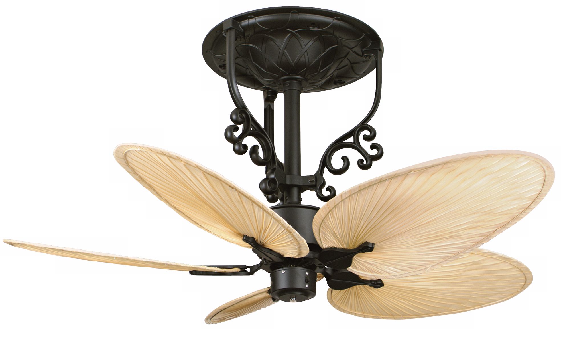 52" Faniimation Americana Black Palm Blades Ceiling Fan
