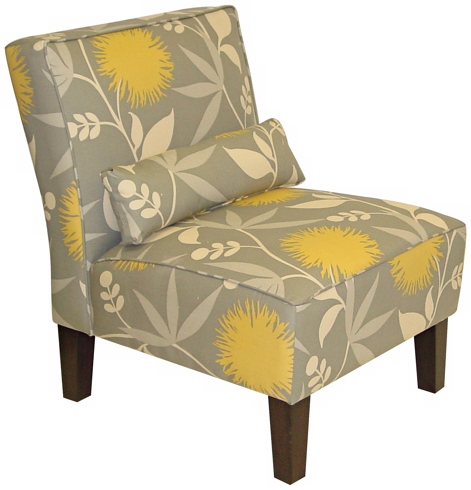 Gray Dandelion Print Armless Chair