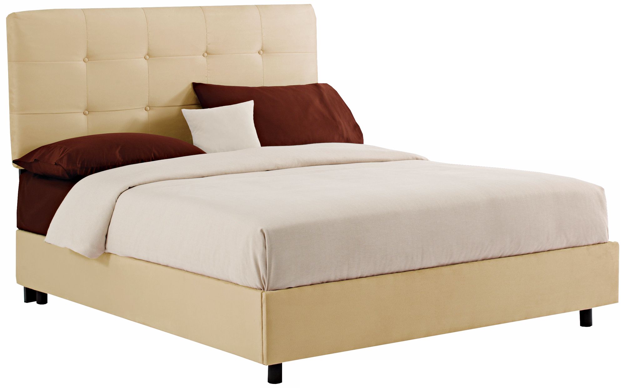 Oatmeal Microsuede Tufted Bed