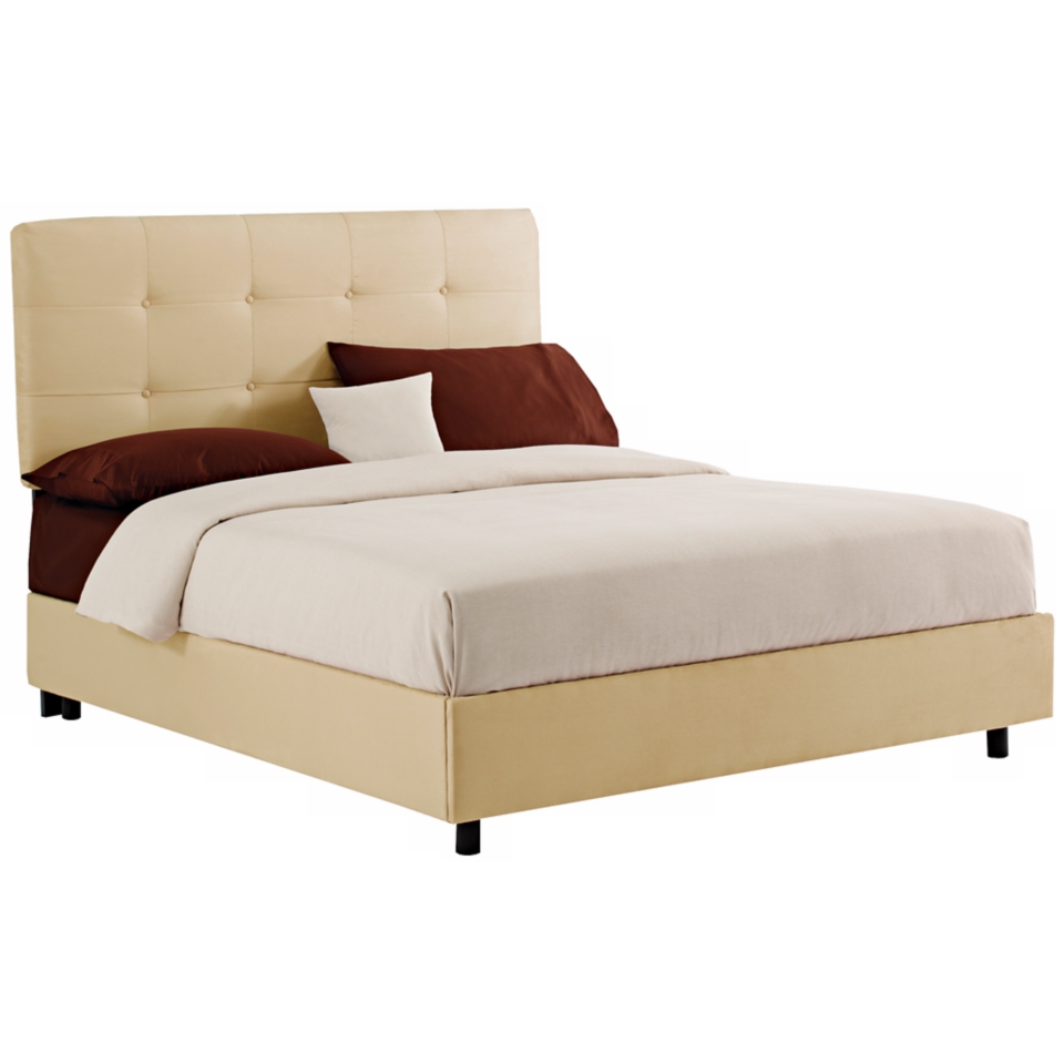 Oatmeal Microsuede Tufted Bed   #N6135