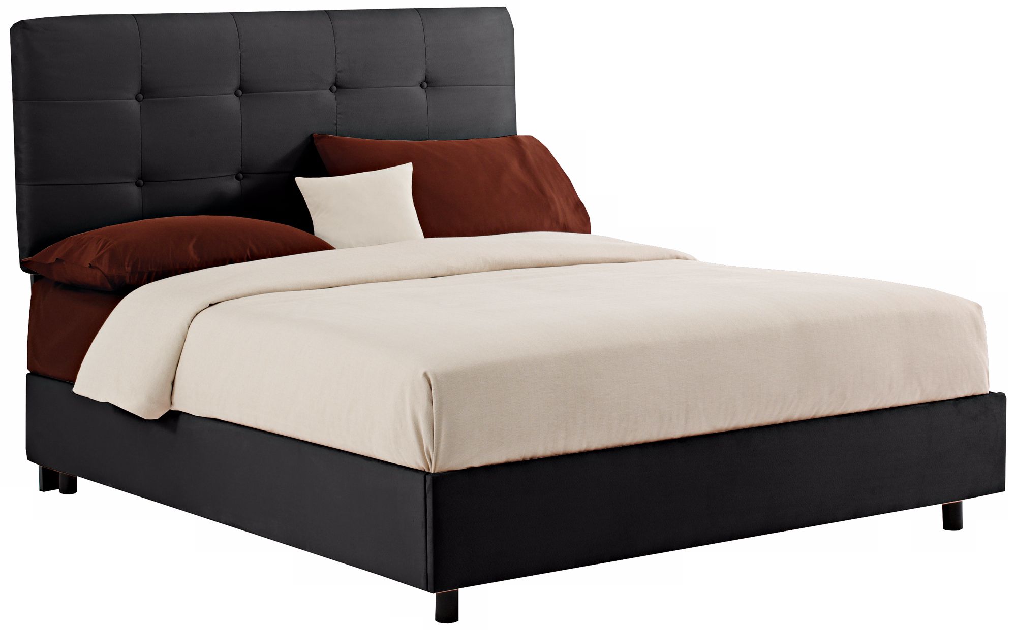 Black Microsuede Tufted Bed