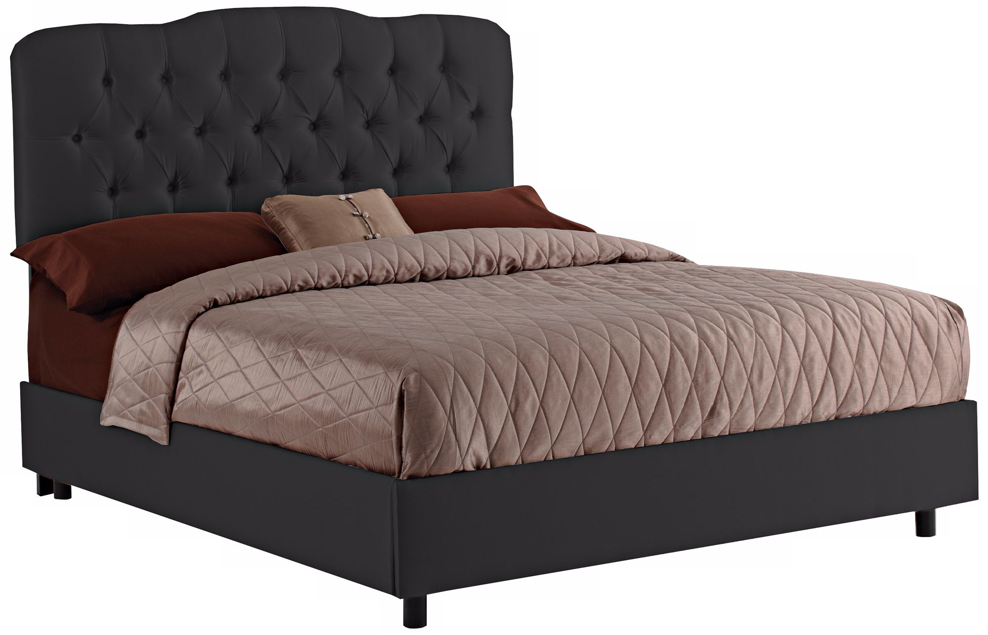 Black Shantung Tufted Bed Full N6266