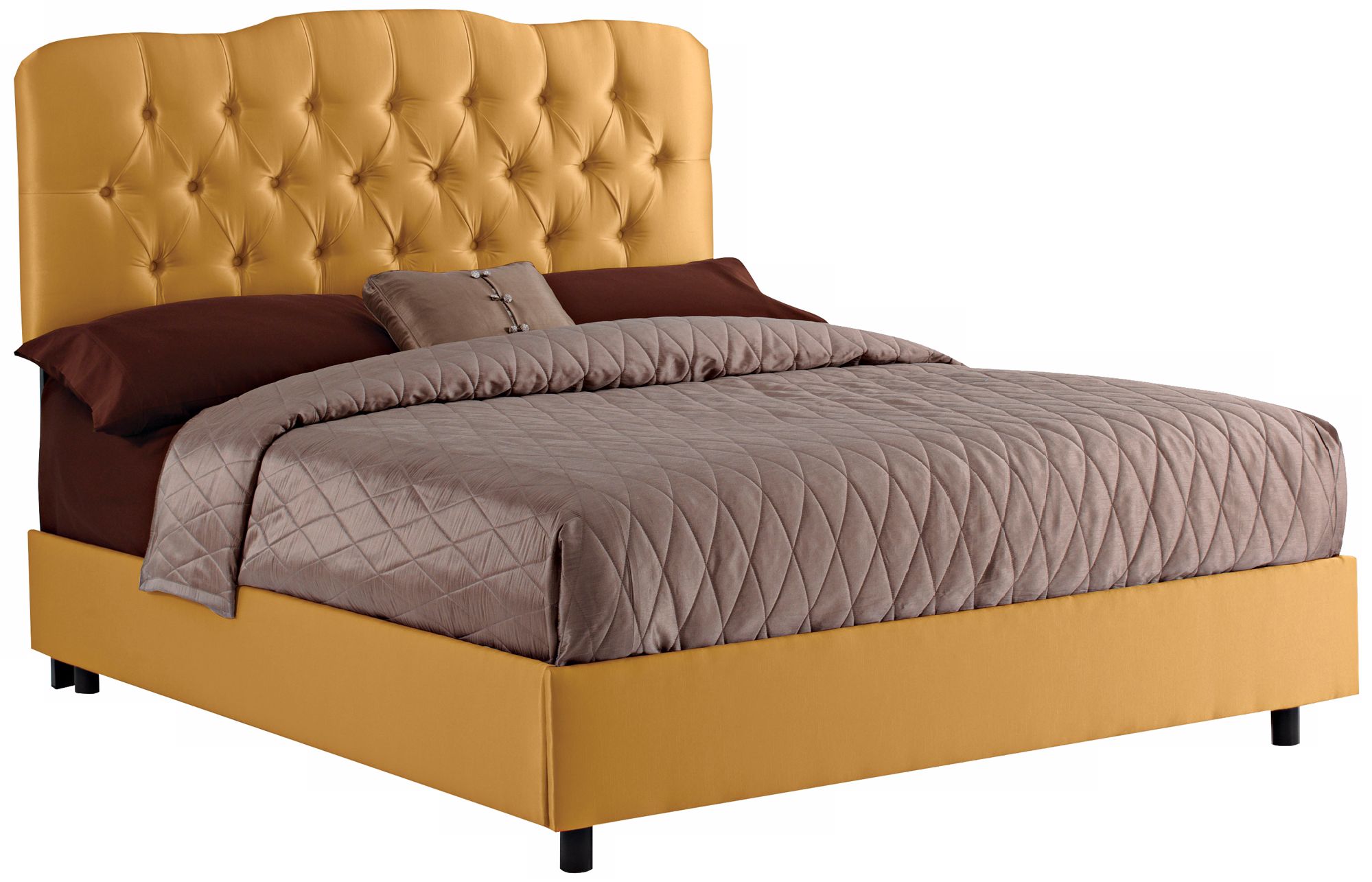 Morning Gold Shantung Tufted Bed