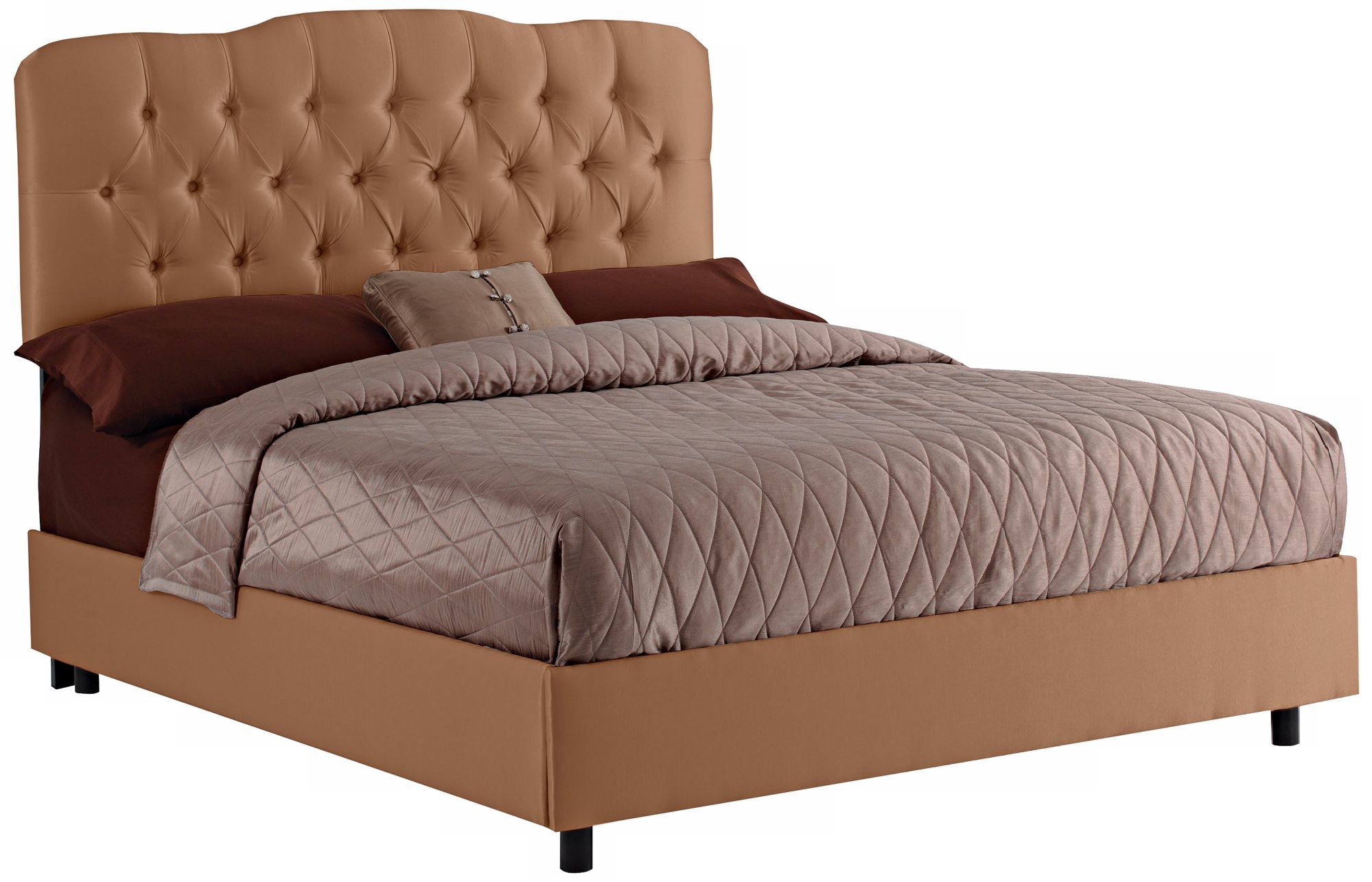 Khaki Shantung Tufted Bed