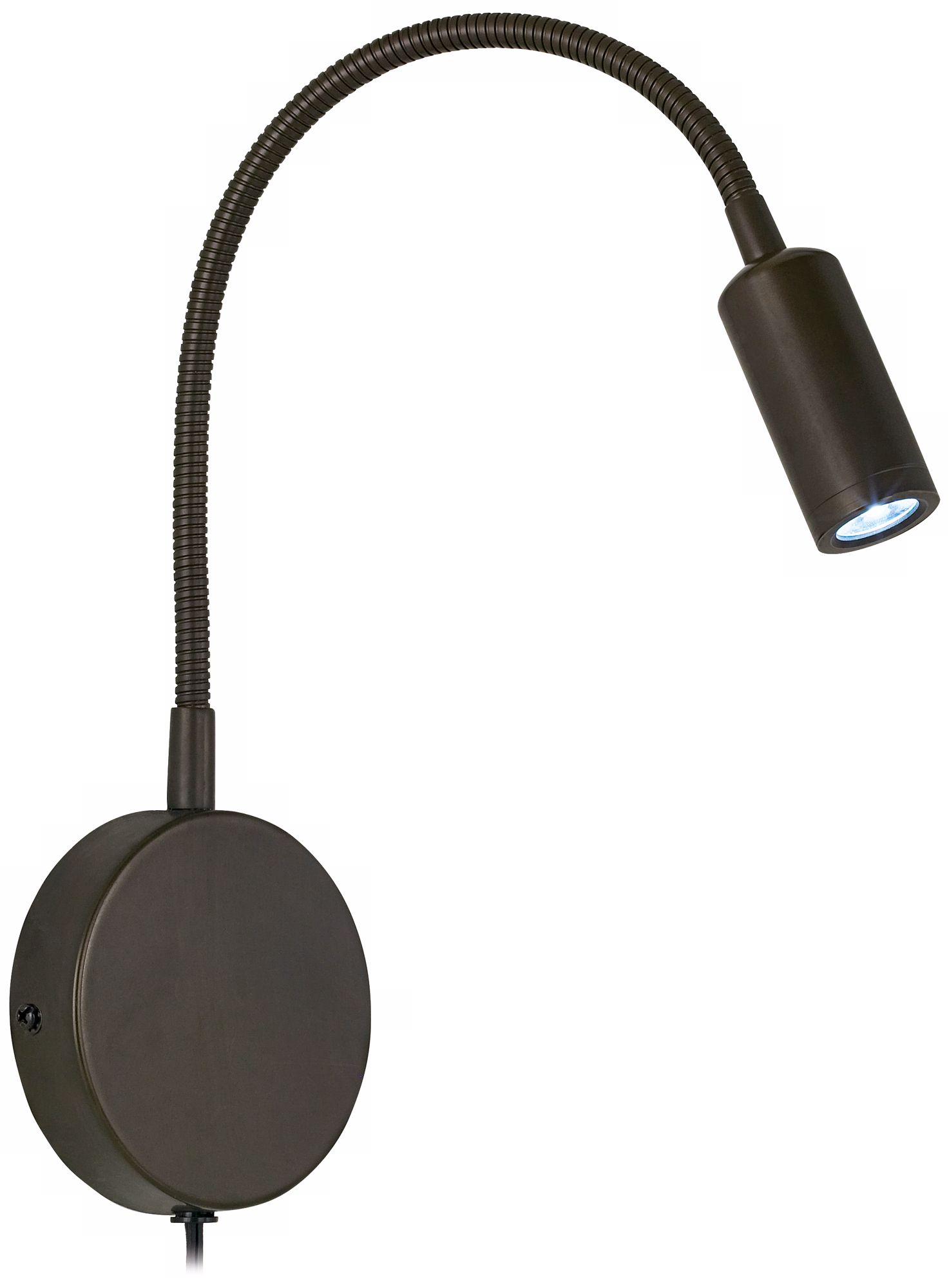 Gooseneck Bronze Tube Plug-In LED Wall Light