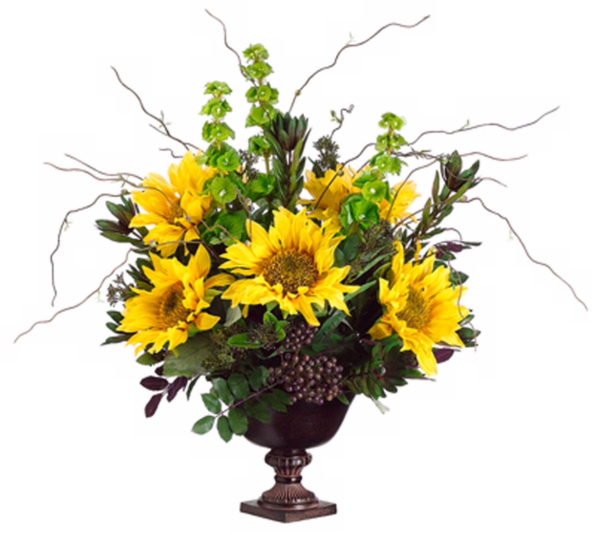 Sunflowers and Protea in Urn Container Faux Flowers