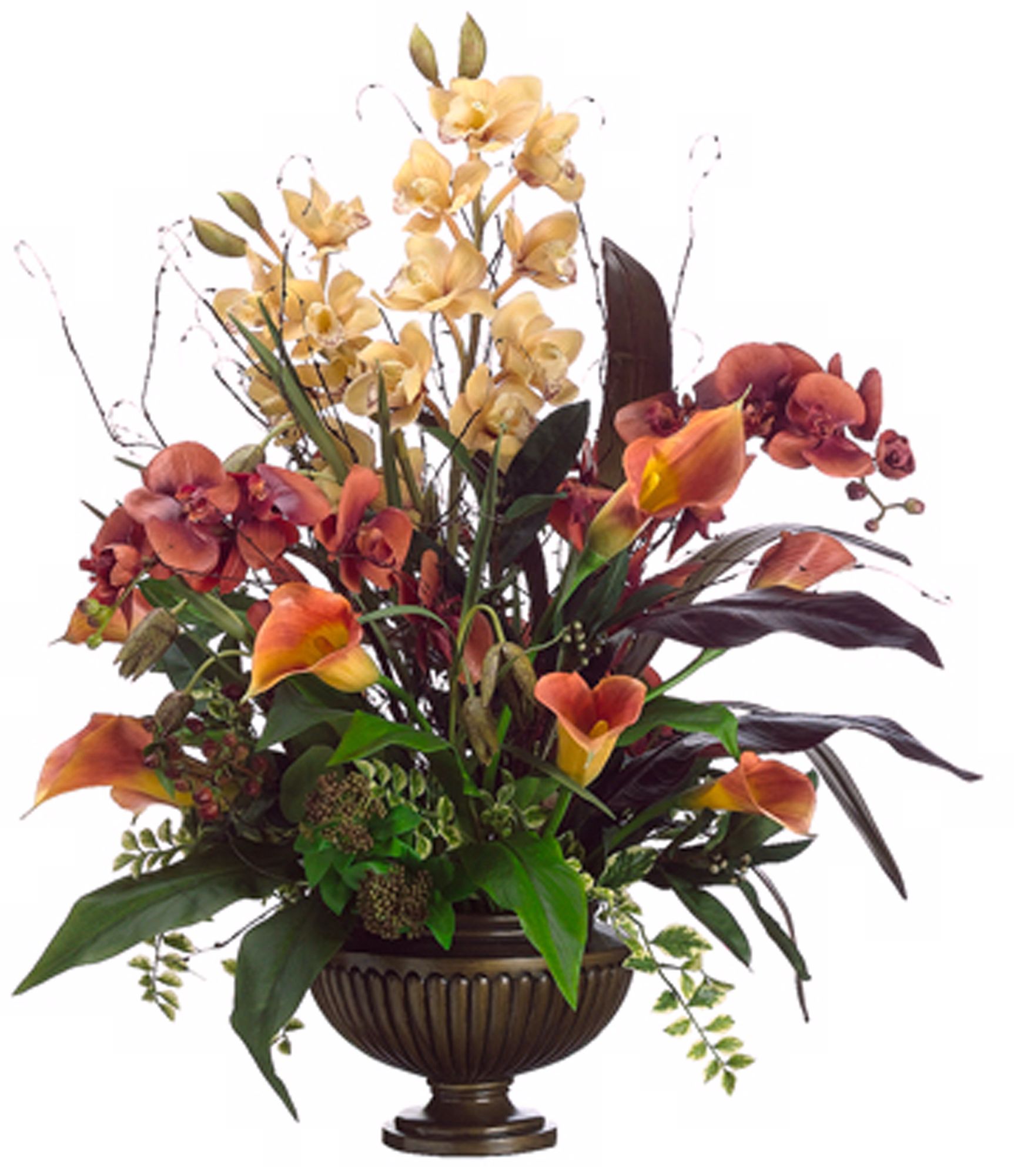 Orchids and Calla Lilies in Urn Faux Flowers
