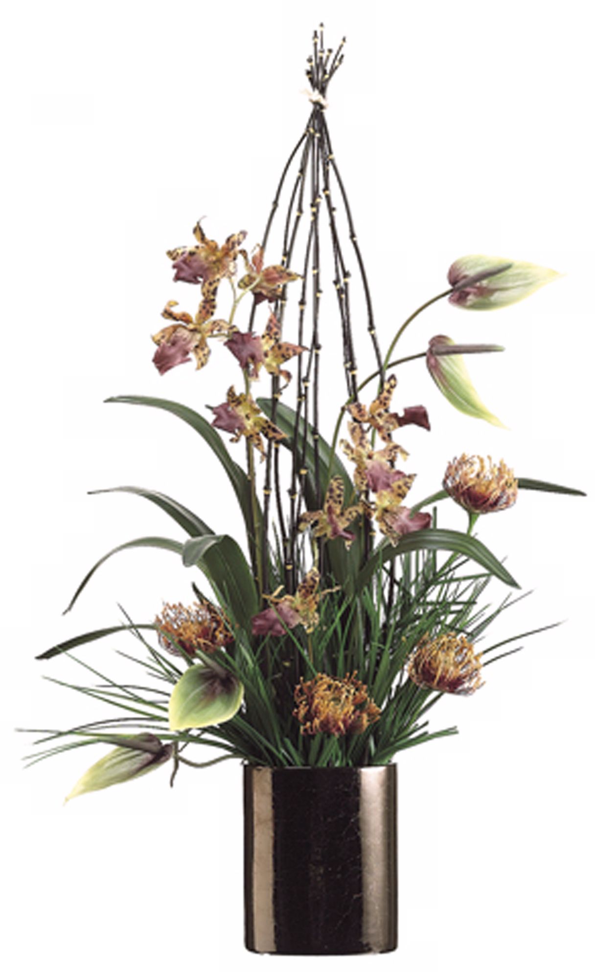 Anthurium and Protea in Ceramic Vase Faux Flowers