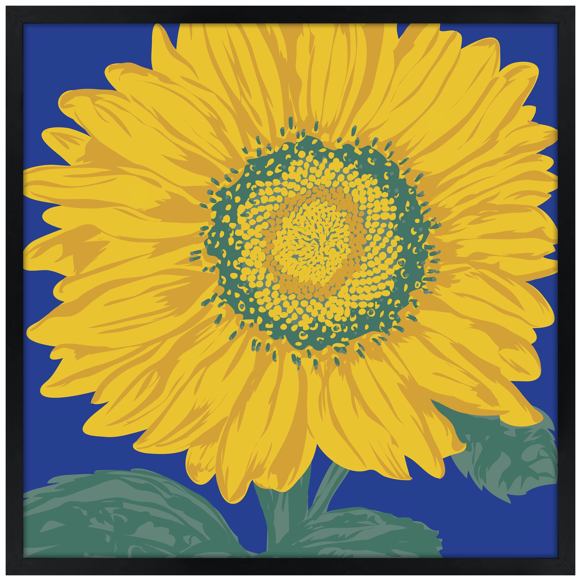 Sunflower 26" Square Black Giclee Wall Art