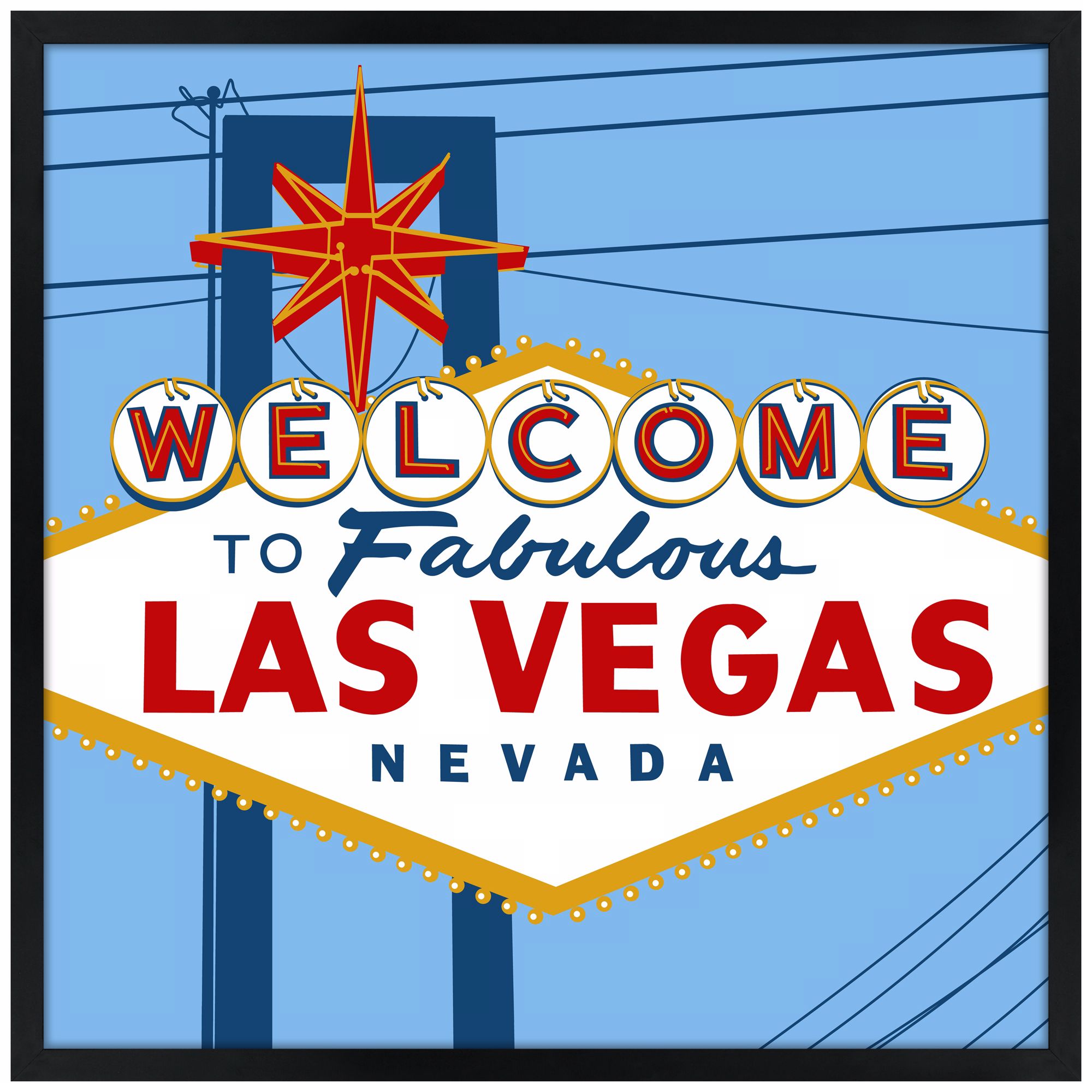 Vegas 26" Square Black Giclee Wall Art