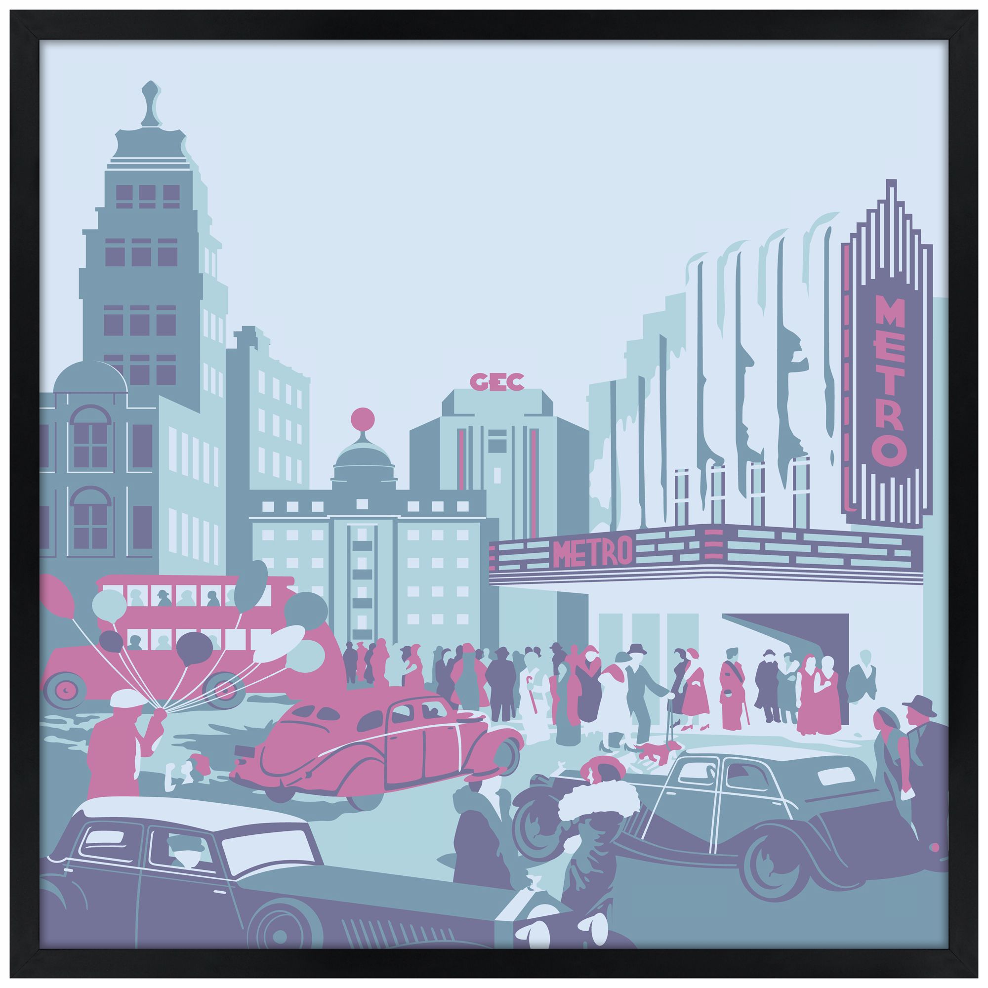 Gotham II 26" Square Black Giclee Wall Art