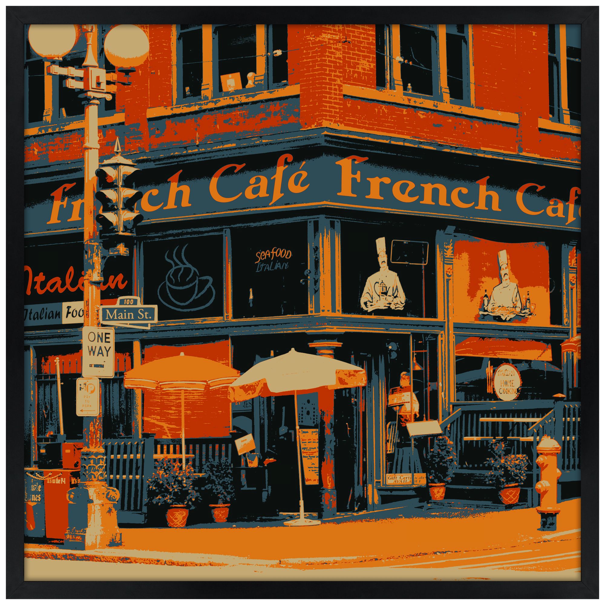 Bistro 26" Square Black Giclee Wall Art