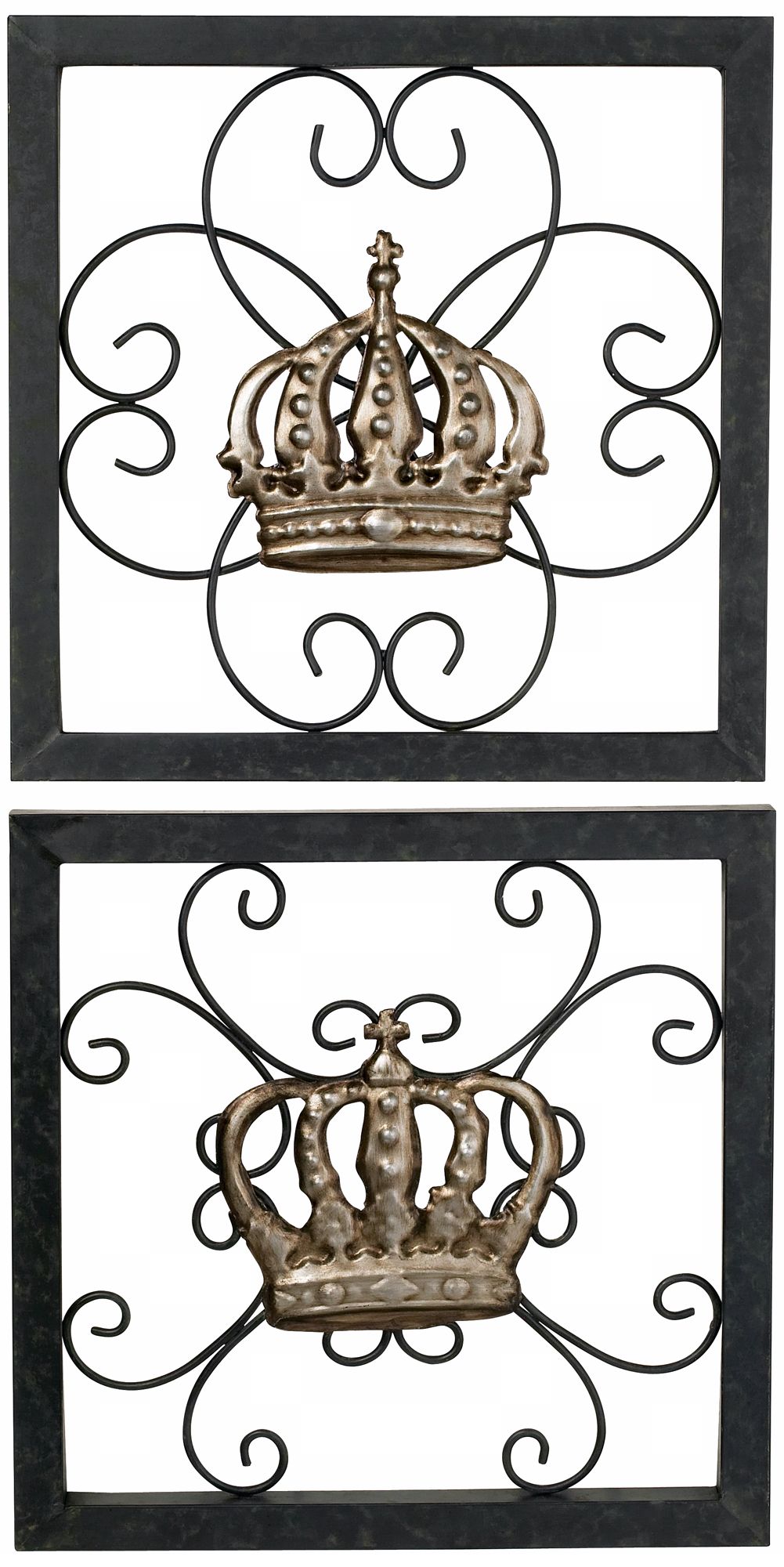 Set of 2 King and Queen Crown Metal Wall Decor