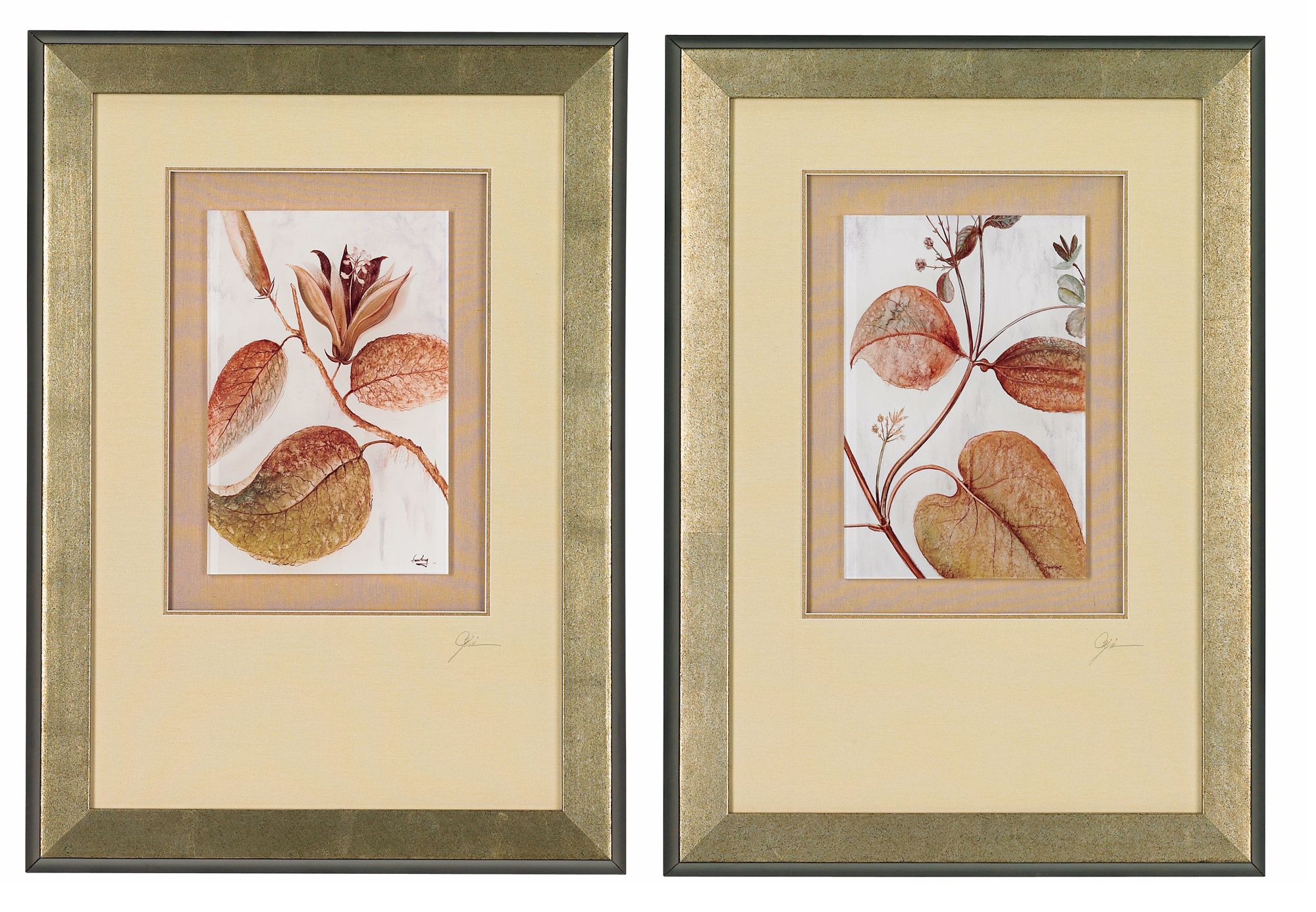 Set of 2 Botanical Sprig 28" High Printed Wall Art