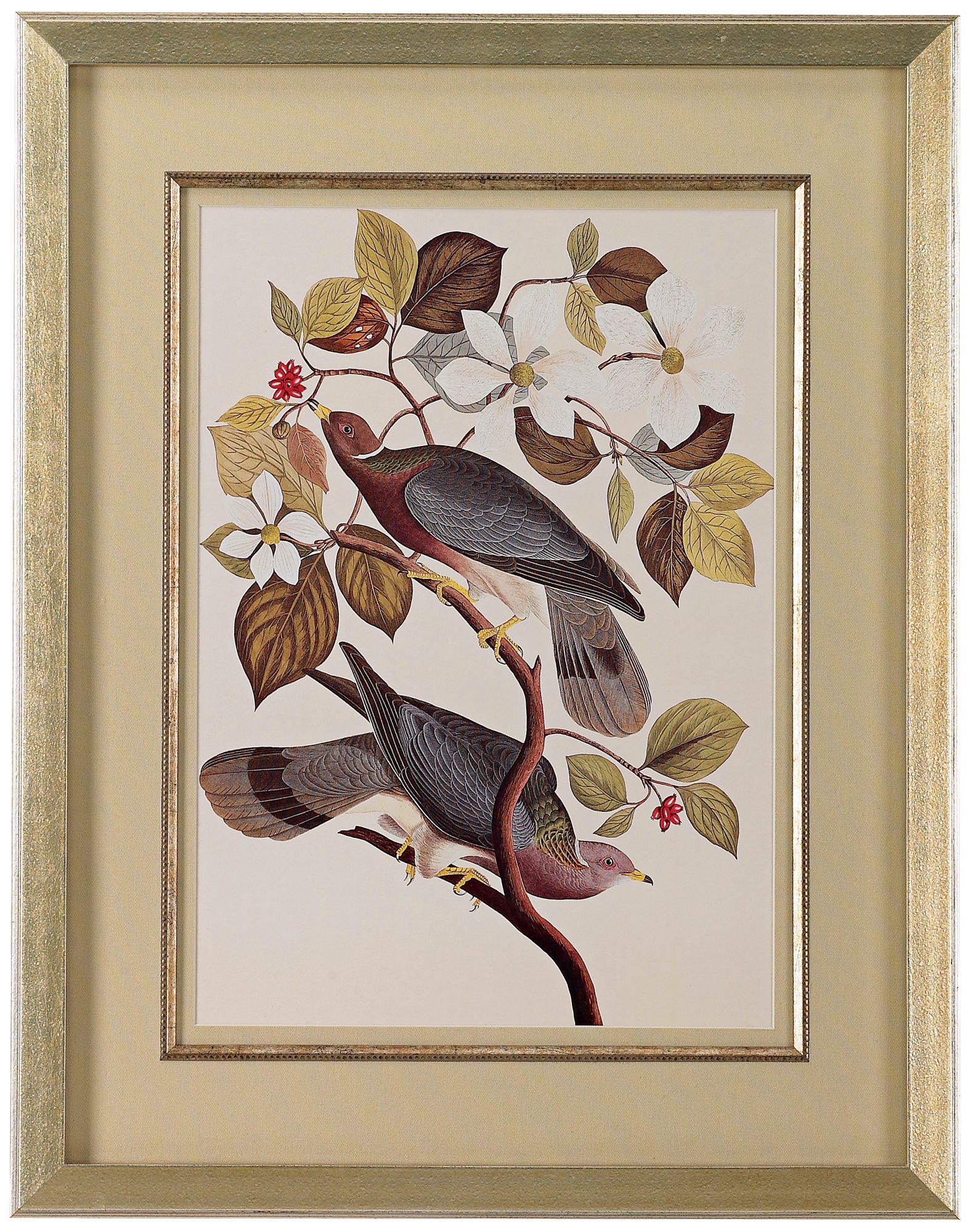 Two Birds On Sprigs 28" High Print Wall Art