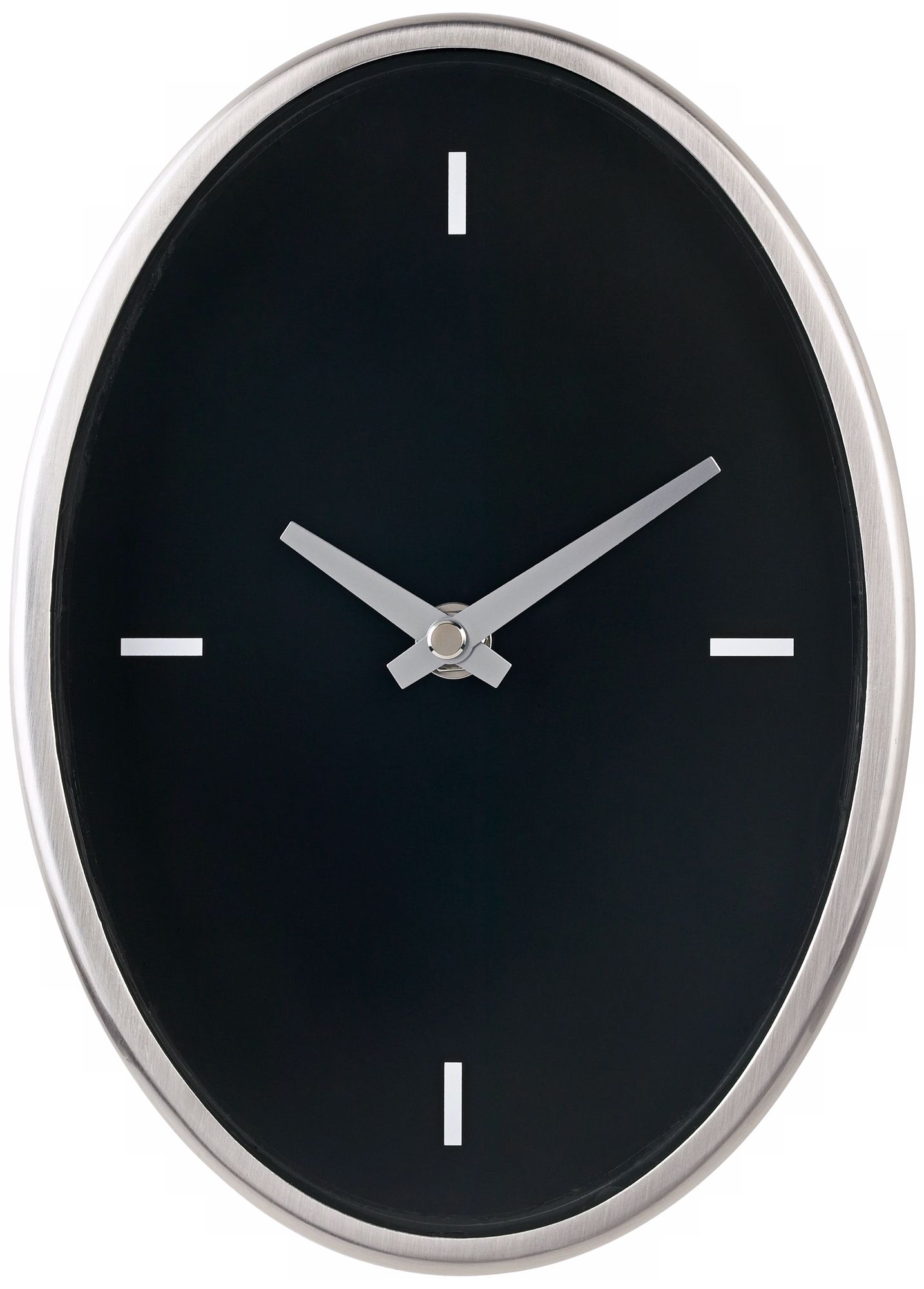 Baristo Black and Chrome Finish 11 High Oval Wall Clock N7244