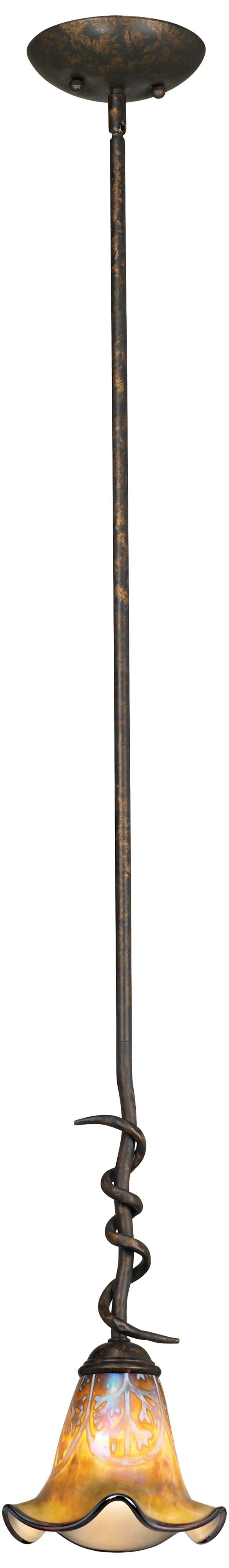 Franklin Iron Works Amber Art Glass Mini Pendant Light