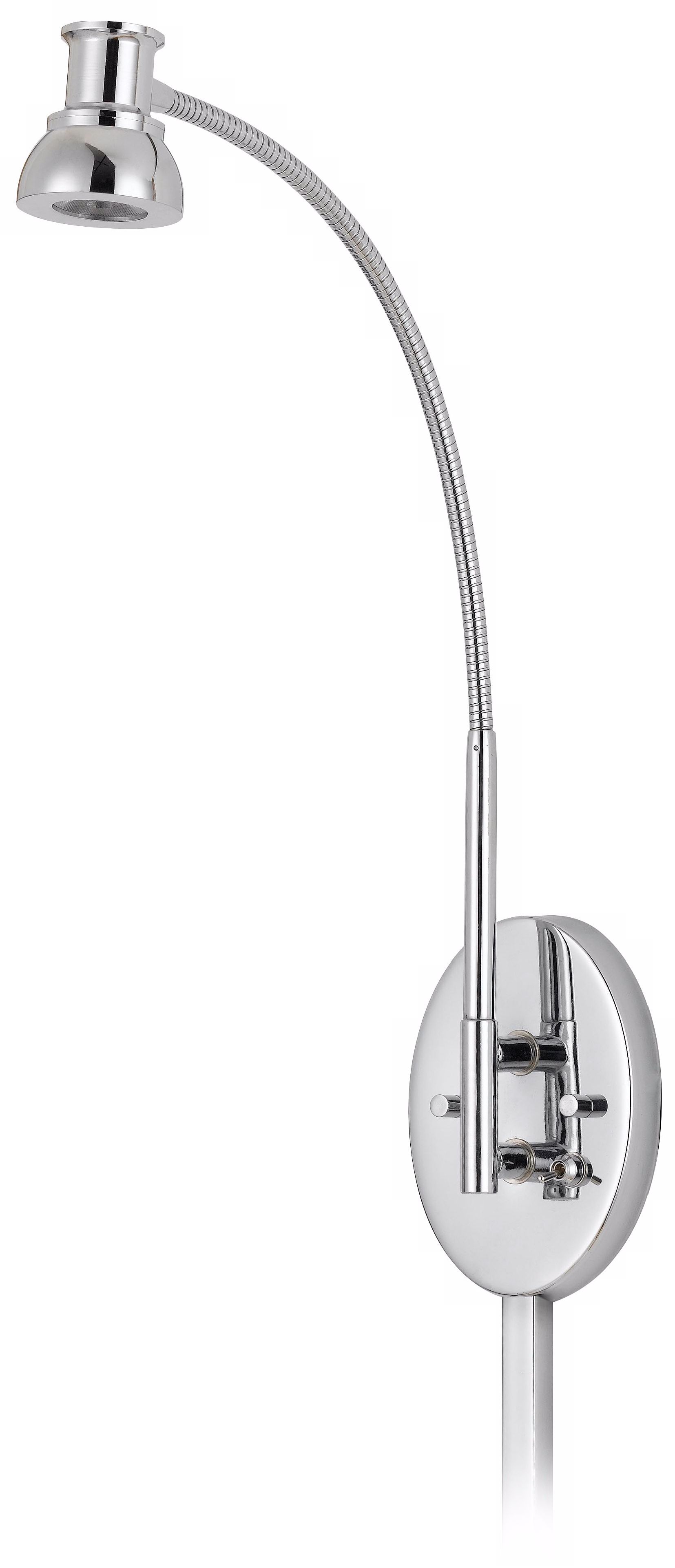 Chrome Adjustable LED Plug-In Swing Arm Wall Lamp