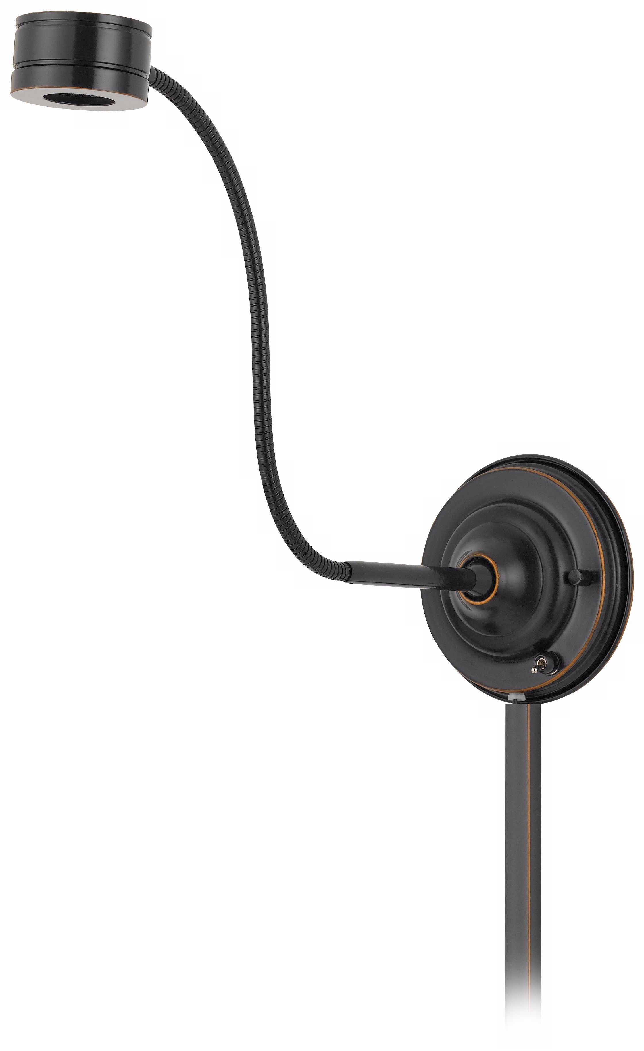 Dark Bronze Saucer LED Plug-In Swing Arm Wall Lamp