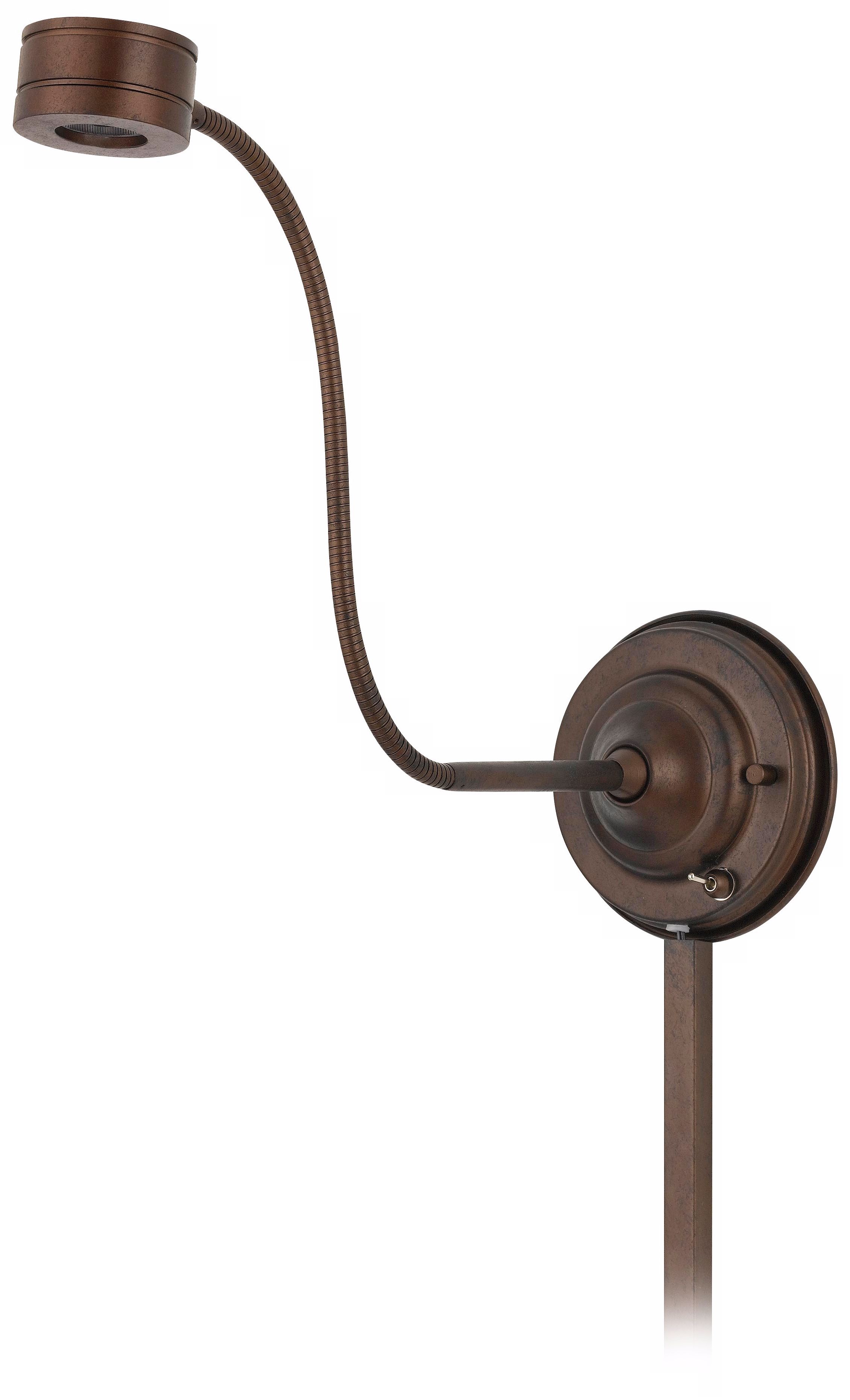 Bronze Saucer LED Plug-In Swing Arm Wall Lamp
