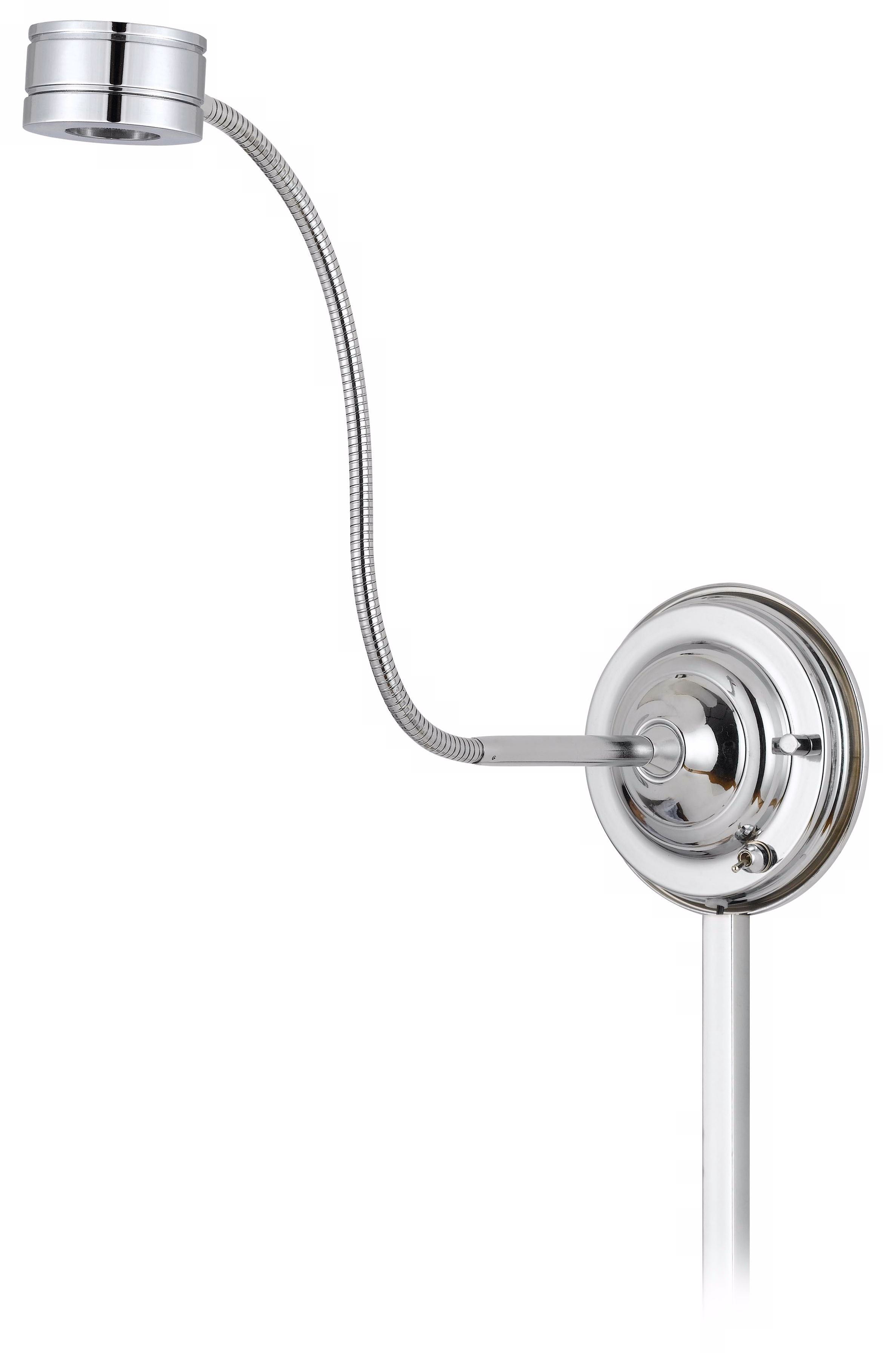 Chrome Saucer Adjustable LED Plug-In Swing Arm Wall Lamp