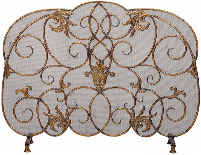Antique Gold Single Panel Fireplace Screen N7494
