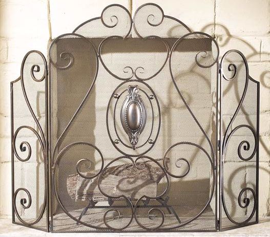 Dark Antique Bronze Tri Panel Fireplace Screen N7498