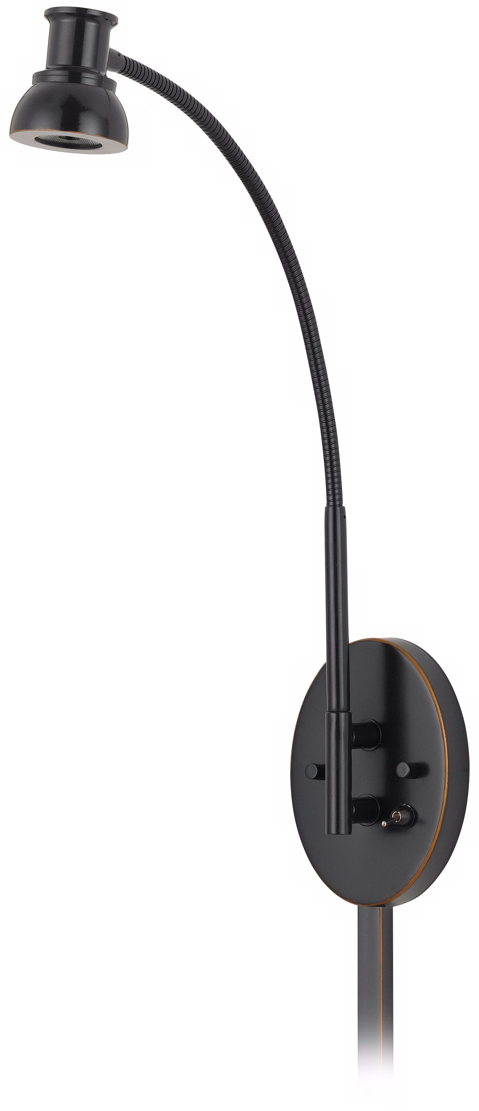 Dark Bronze Adjustable LED Plug-In Swing Arm Wall Lamp