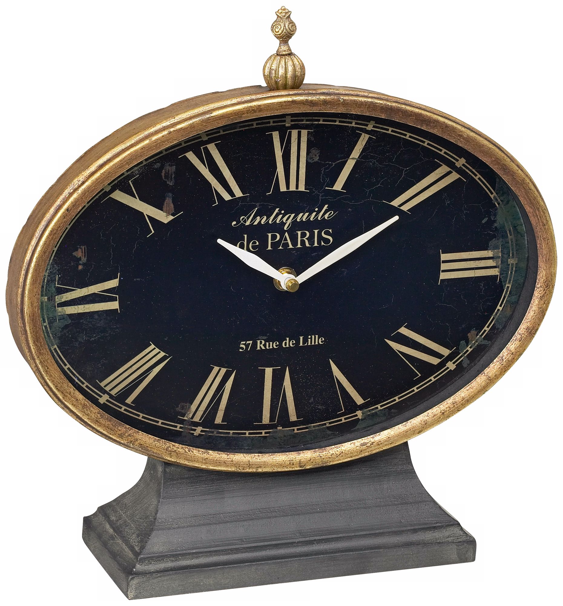 Black Iron with Antique Gold Trim Tabletop Clock