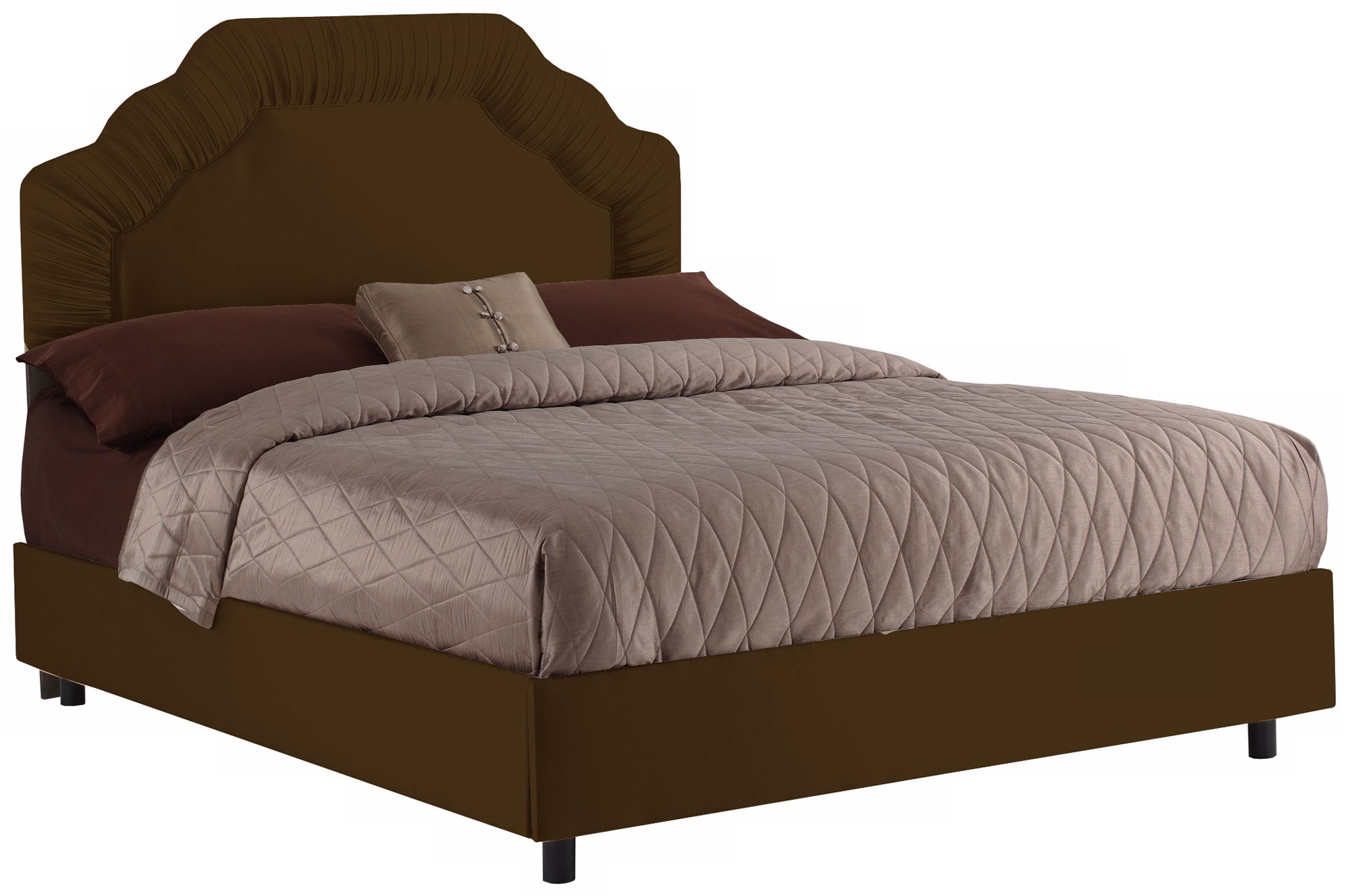 Shirred Headboard Chocolate Shantung Bed Full N7622
