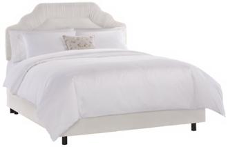 Shirred Headboard White Velvet Bed Full N7640