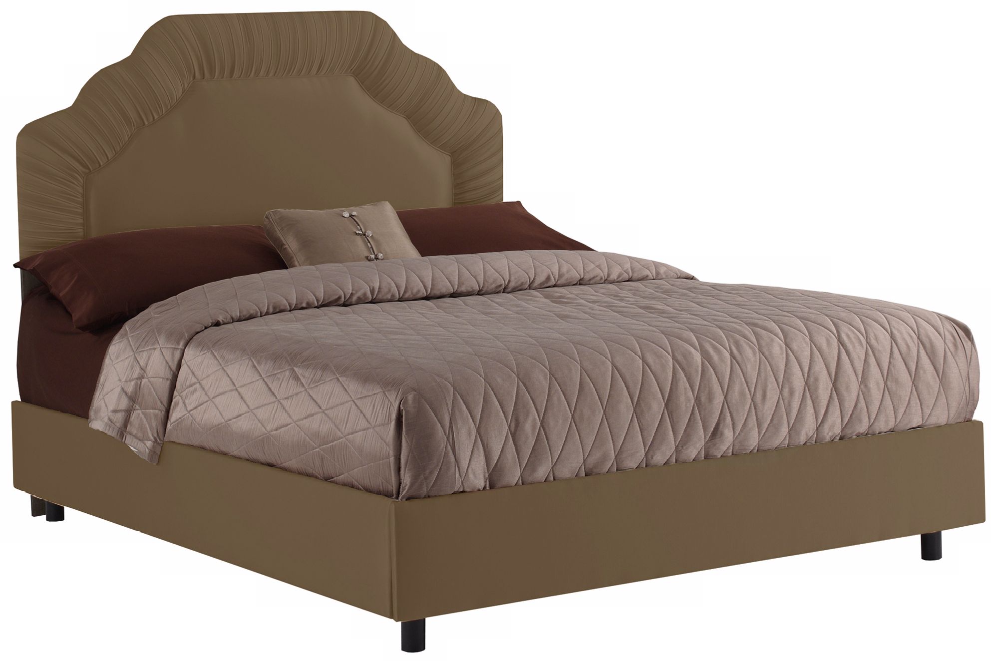 Shirred Headboard Khaki Shantung Bed