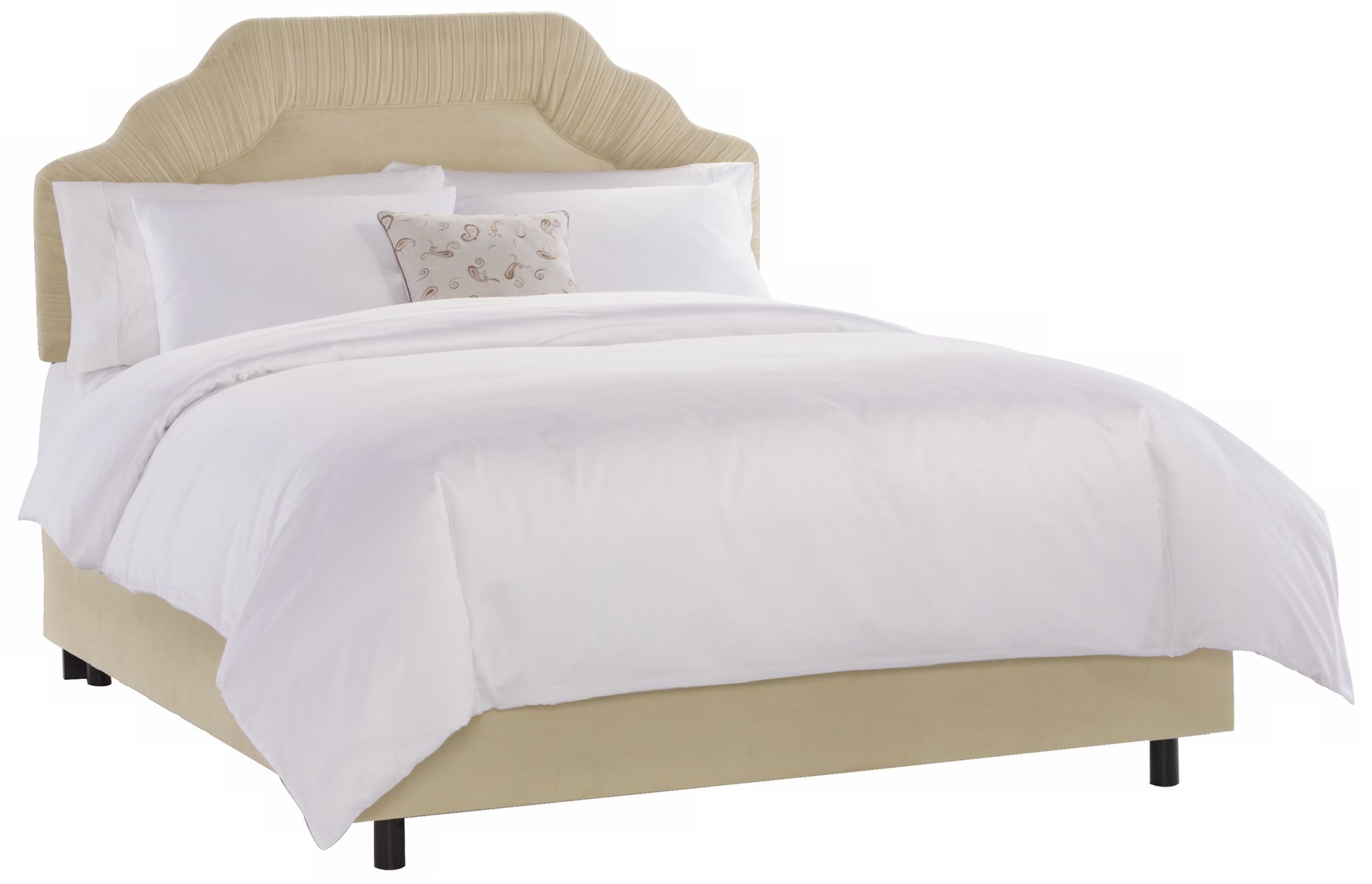 Shirred Headboard Buckwheat Velvet Bed Queen N7662