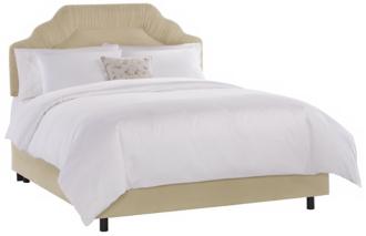 Shirred Headboard Buckwheat Velvet Bed Queen N7662