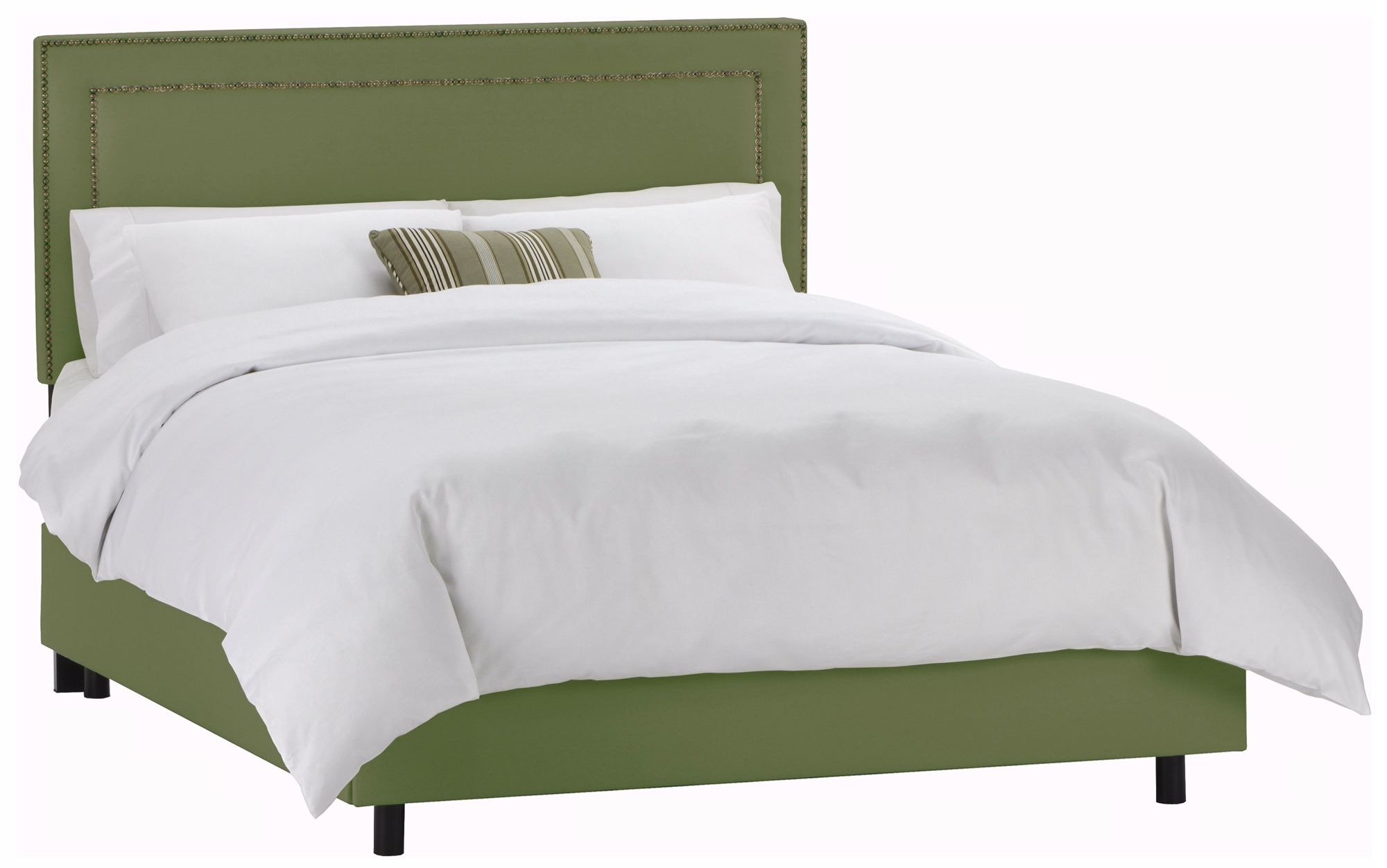Nail Button Border Headboard Jungle Twill Bed (Full)
