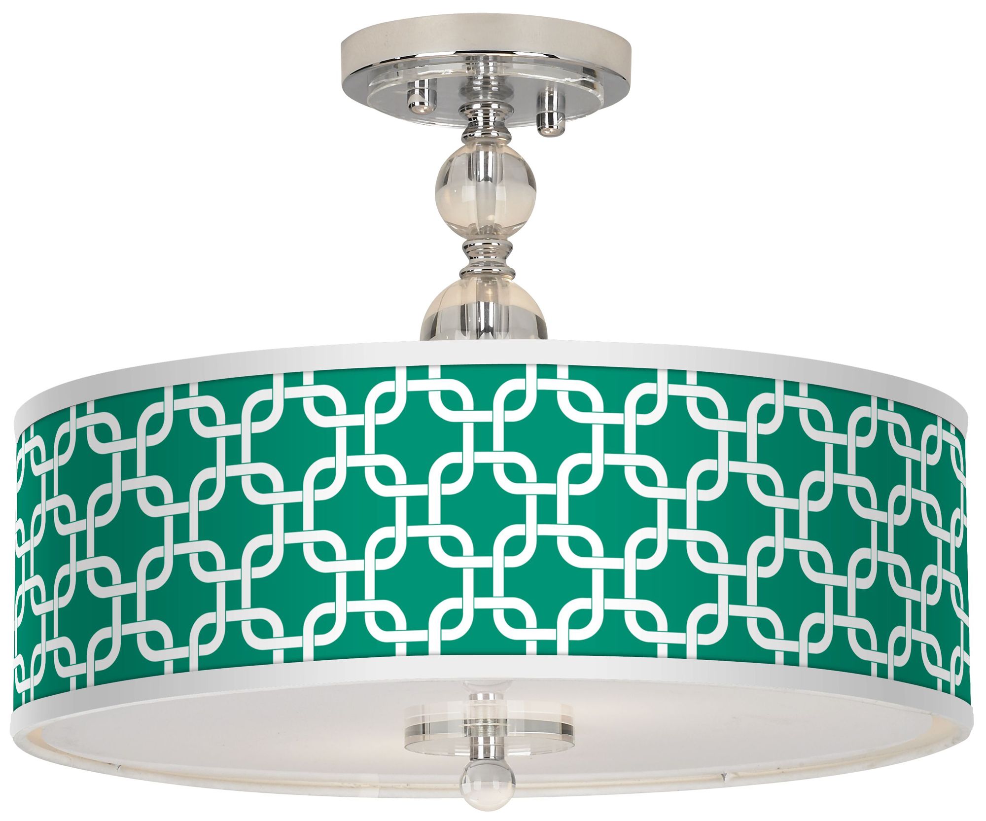 Emerald Green Lattice 16" Wide Semi-Flush Ceiling Light