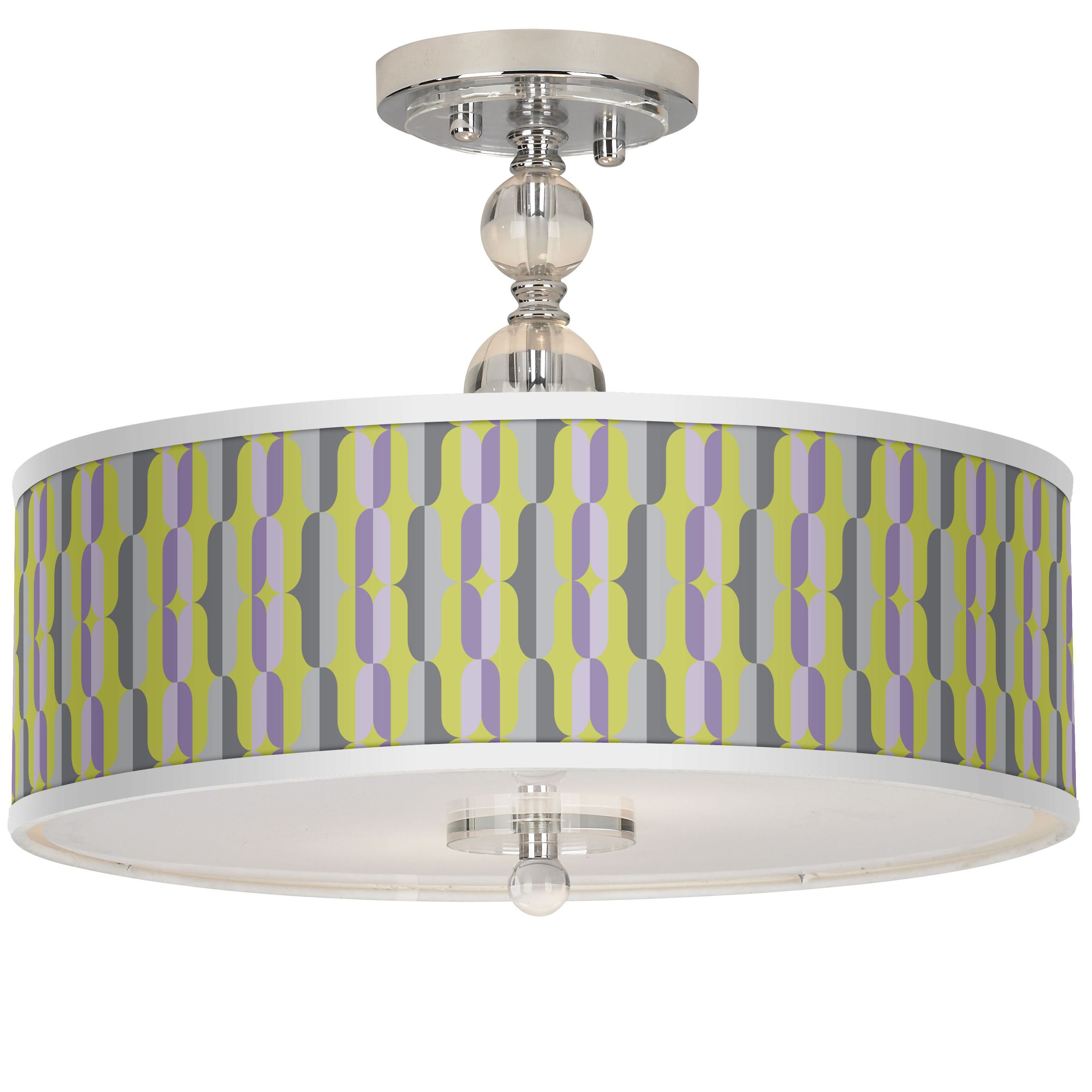 Side By Side Giclee 16" Wide Semi-Flush Ceiling Light