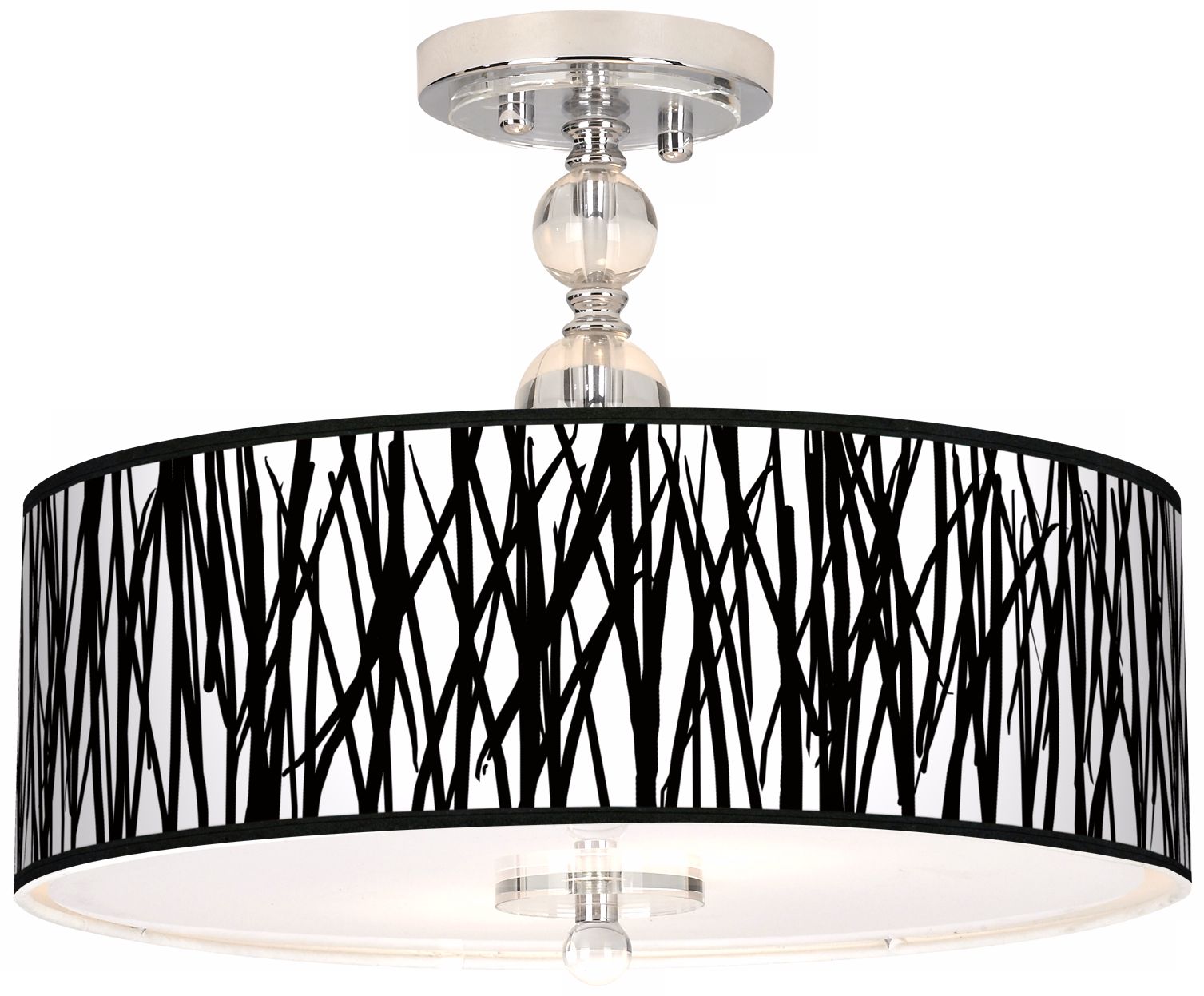 Black Jagged Stripes 16" Wide Semi-Flush Ceiling Light
