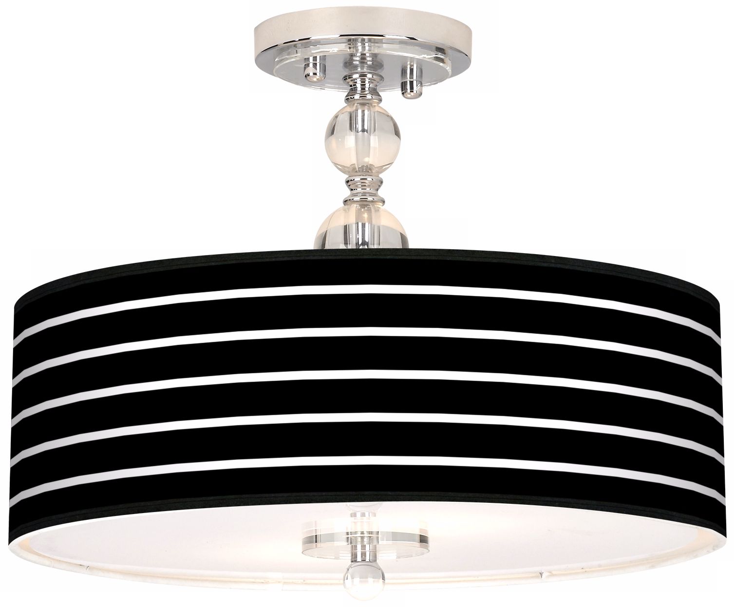 Bold Black Stripe Giclee 16" Wide Semi-Flush Ceiling Light