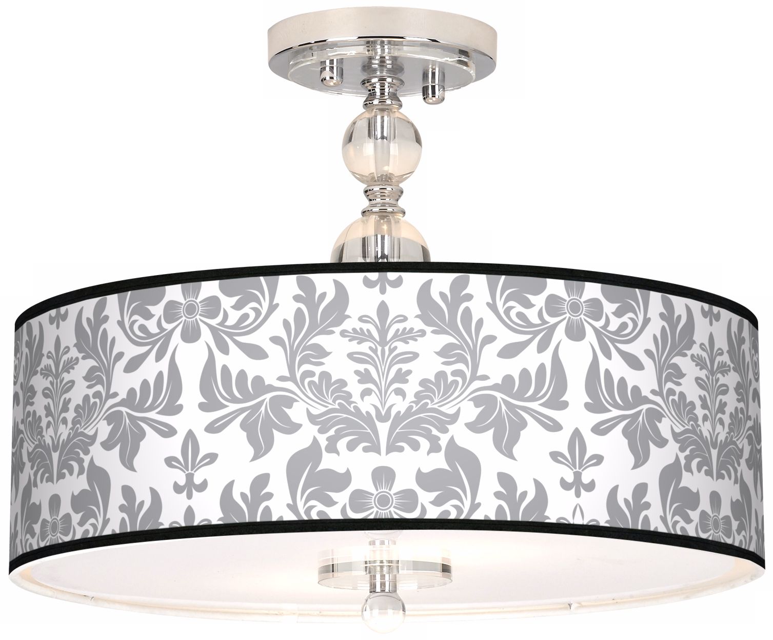 Grey Flourish Giclee 16" Wide Semi-Flush Ceiling Light