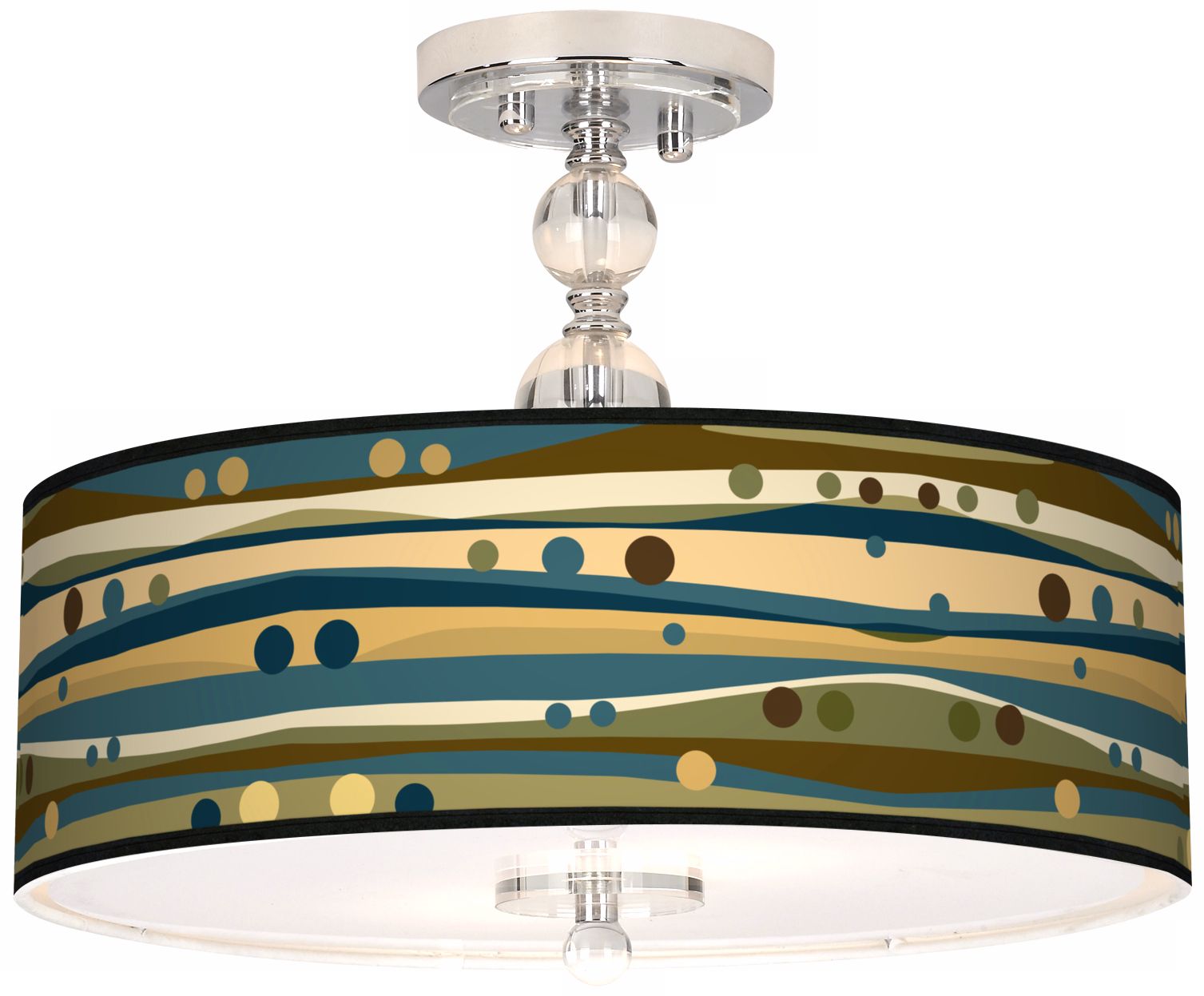 Dots And Waves Giclee 16" Wide Semi-Flush Ceiling Light