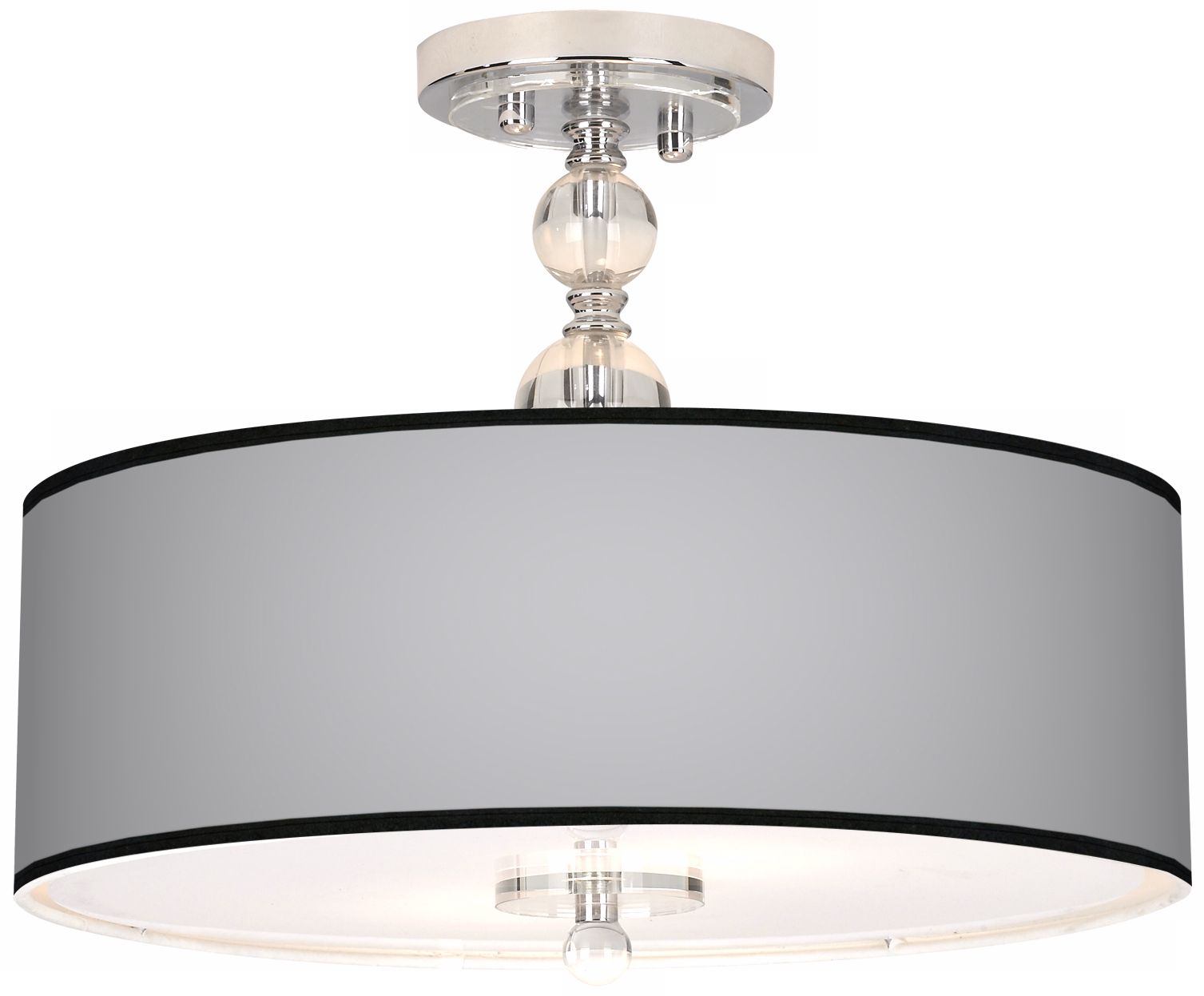 All Silver Giclee 16" Wide Semi-Flush Ceiling Light