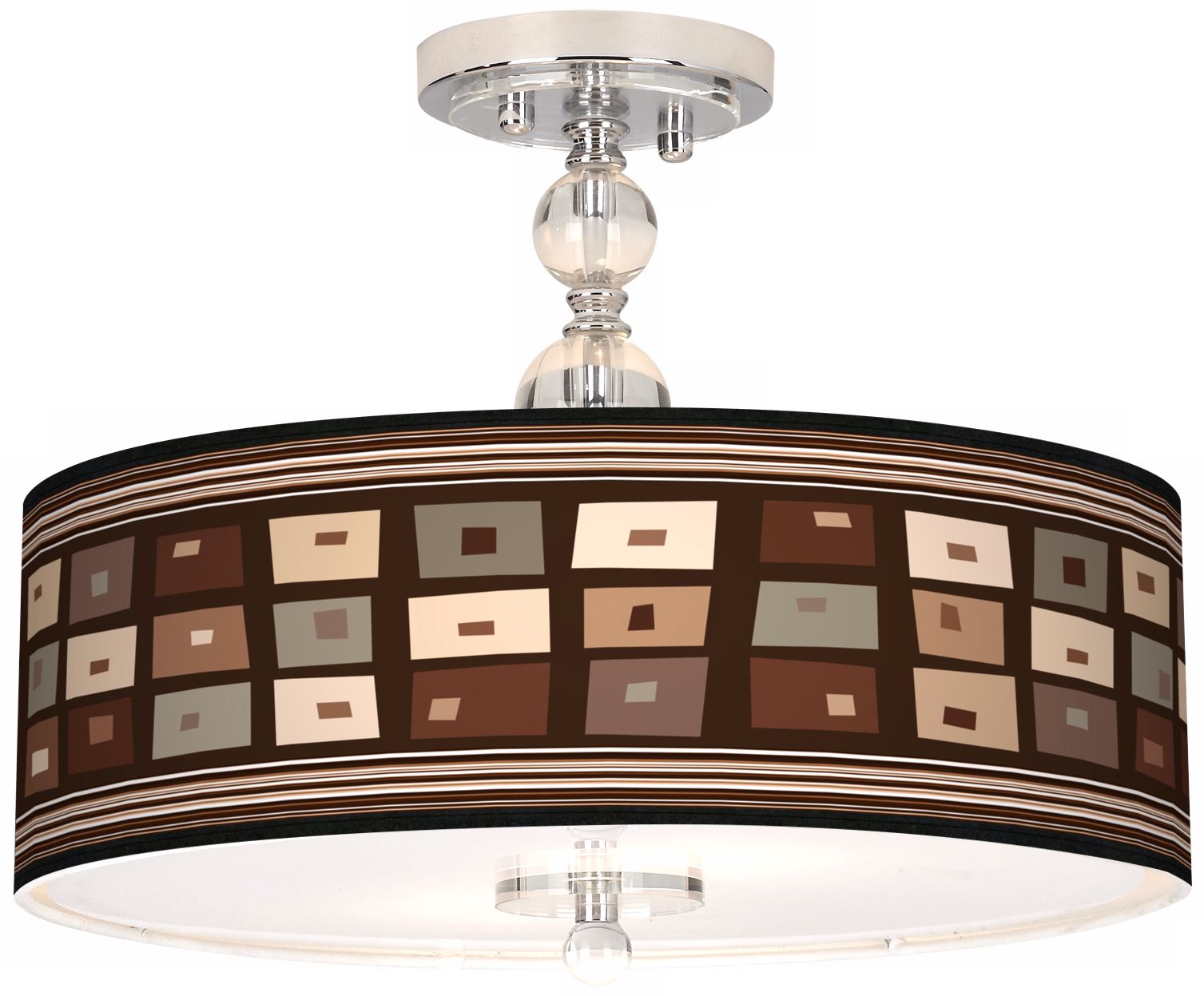 Retro Rectangles Giclee 16" Wide Semi-Flush Ceiling Light