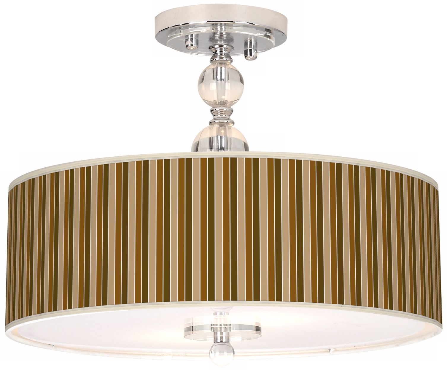 Umber Stripes Giclee 16" Wide Semi-Flush Ceiling Light