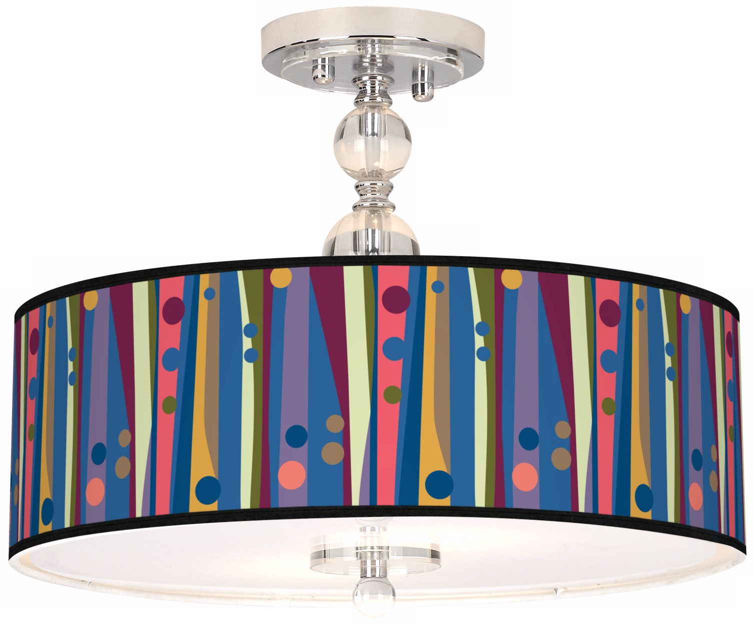 Retro Dots Vertical Giclee 16" Wide Semi-Flush Ceiling Light