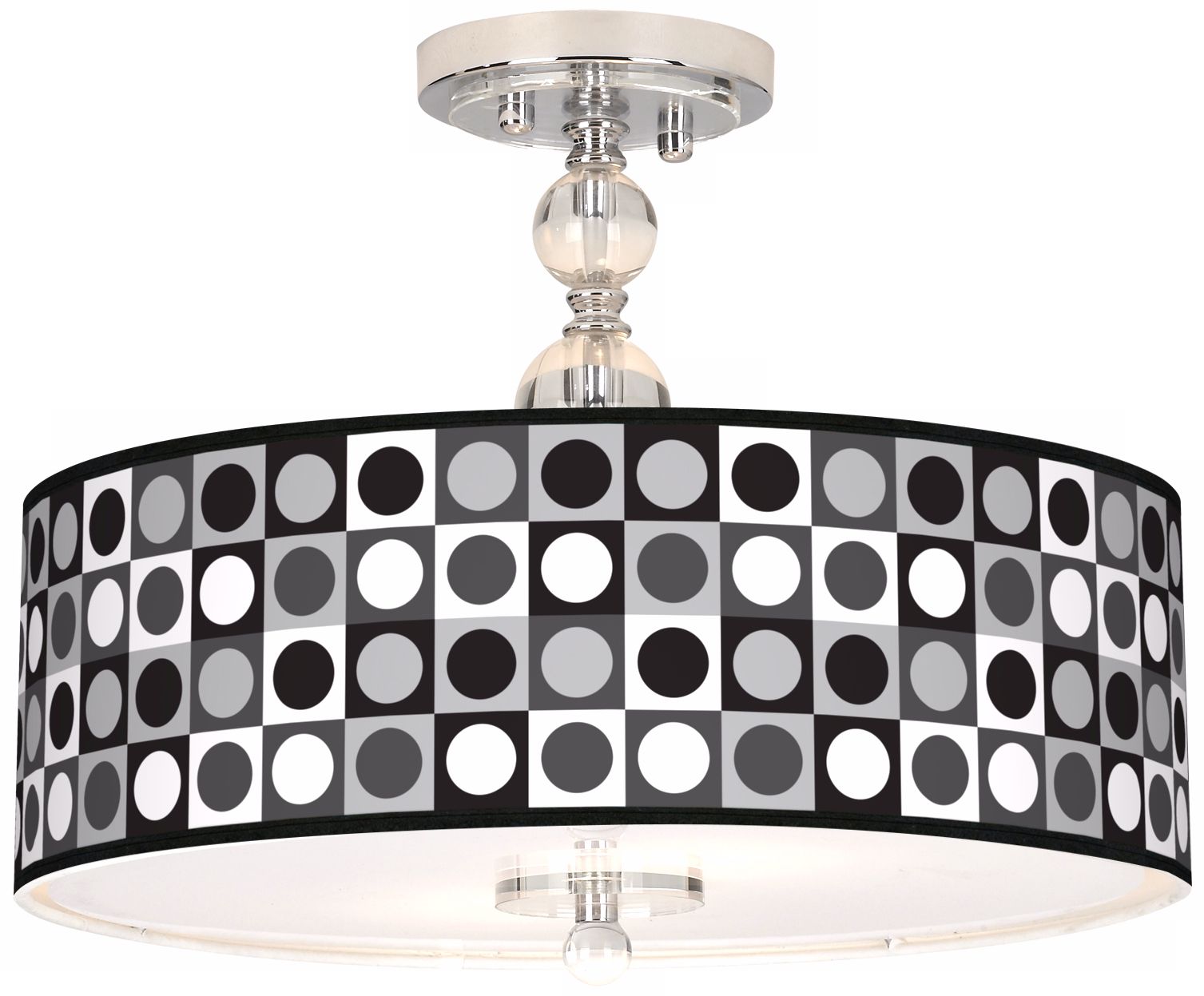 Black And Grey Dotted Square 16" Semi-Flush Ceiling Light