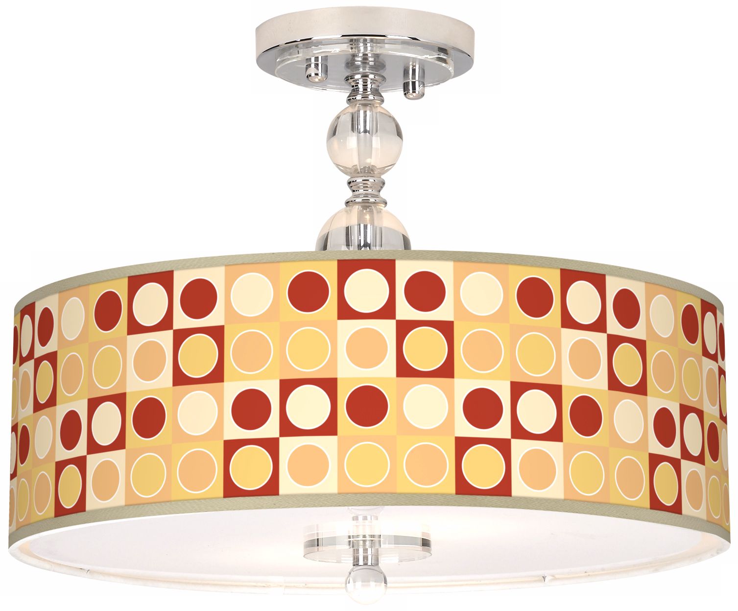 Retro Dotted Squares 16" Wide Semi-Flush Ceiling Light