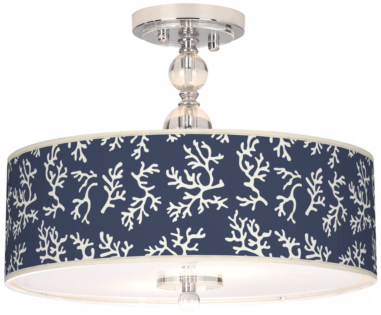 Prussian Coral Giclee 16" Wide Semi-Flush Ceiling Light