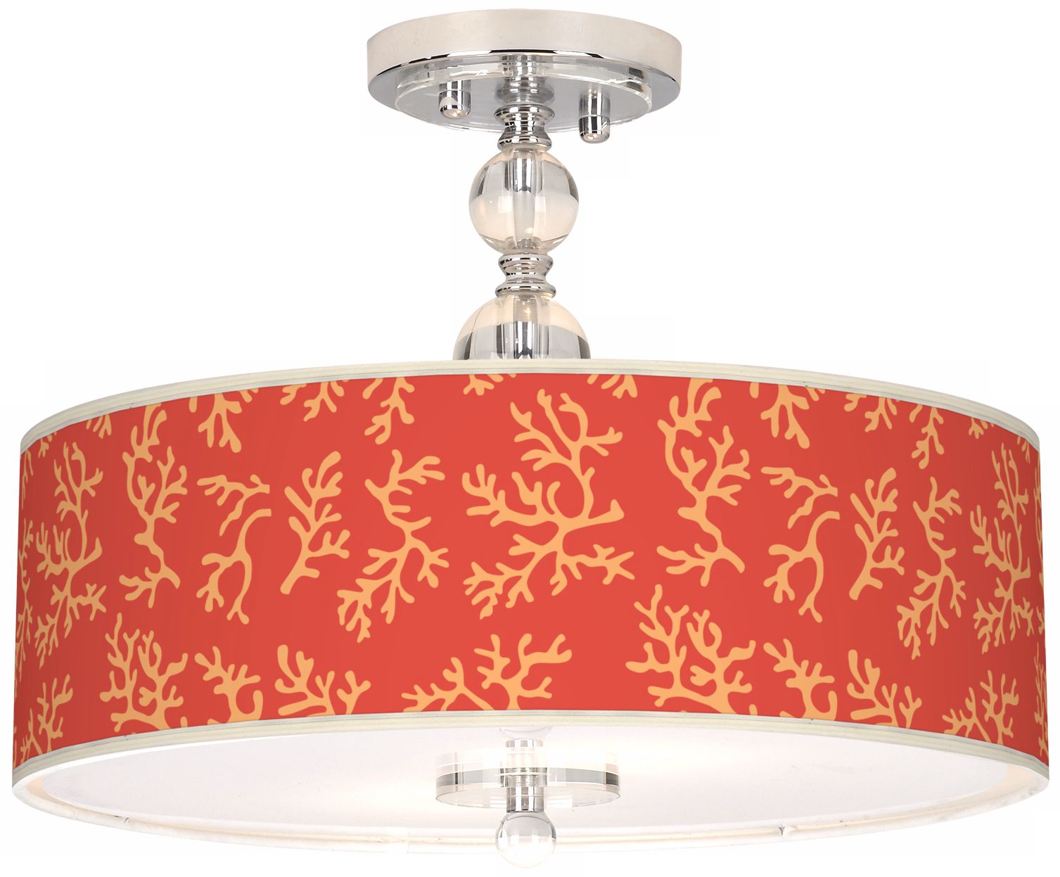 Tangerine Coral Giclee 16" Wide Semi-Flush Ceiling Light