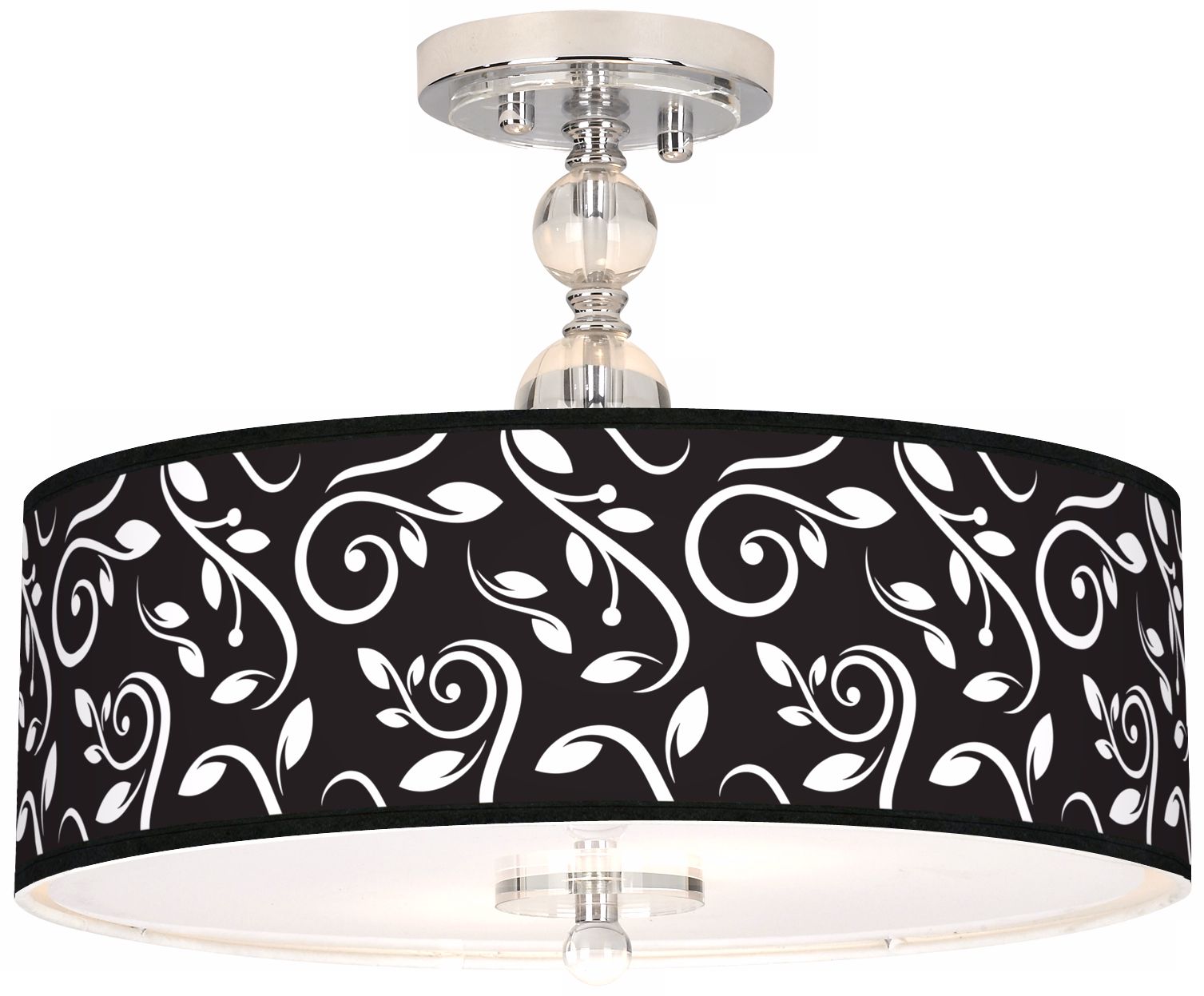 Swirling Vines Giclee 16" Wide Semi-Flush Ceiling Light